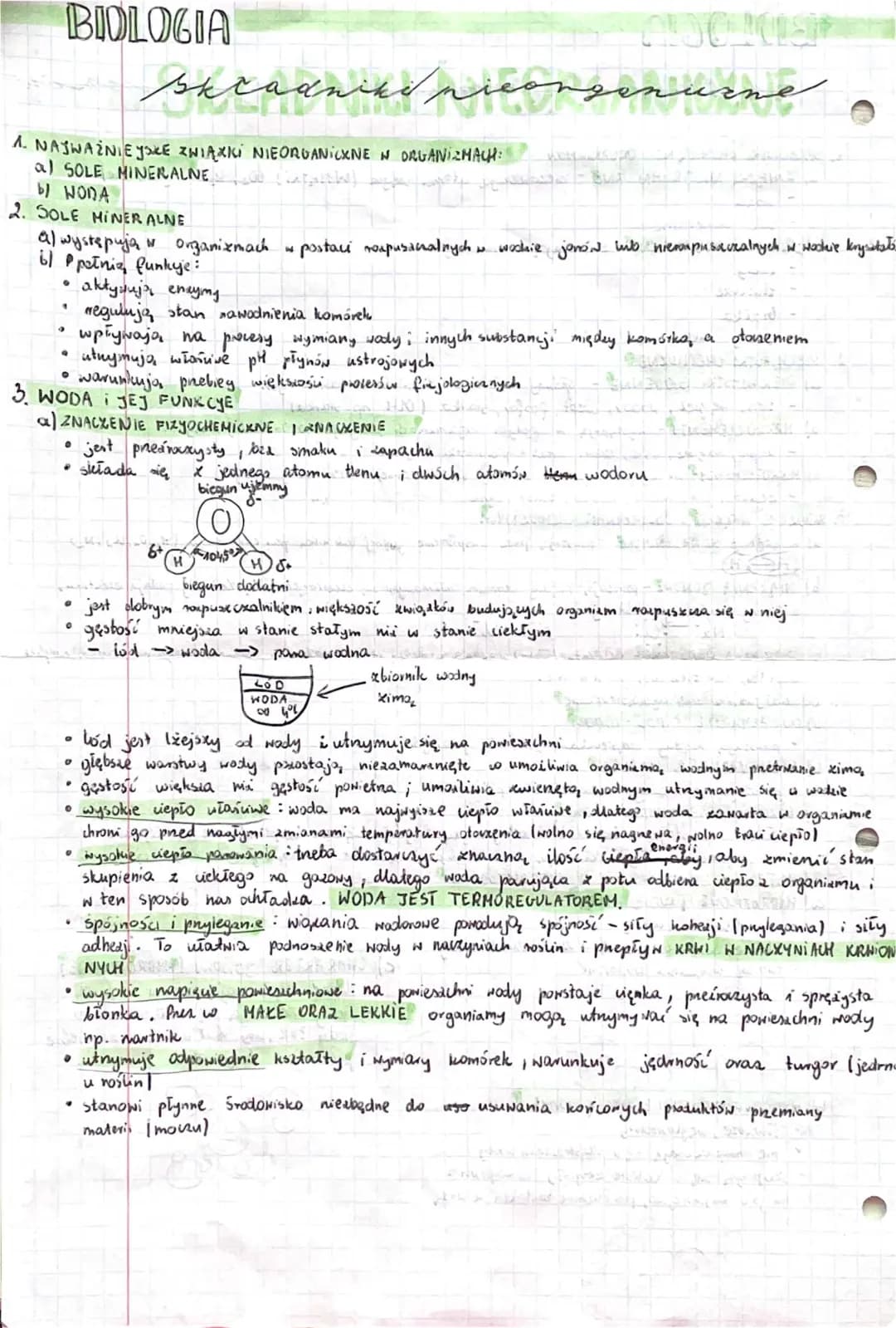 Chemizm życia Biologia rozszerzona - Związki organiczne i nieorganiczne, Rola wody