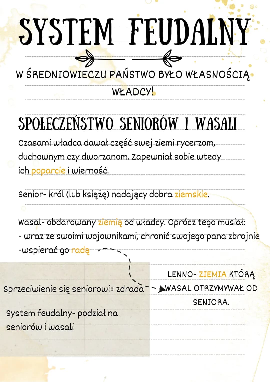 SYSTEM FEUDALNY
fo
W ŚREDNIOWIECZU PAŃSTWO BYŁO WŁASNOŚCIĄ
WŁADCY!
SPOŁECZEŃSTWO SENIORÓW I WASALI
Czasami władca dawał część swej ziemi ryc