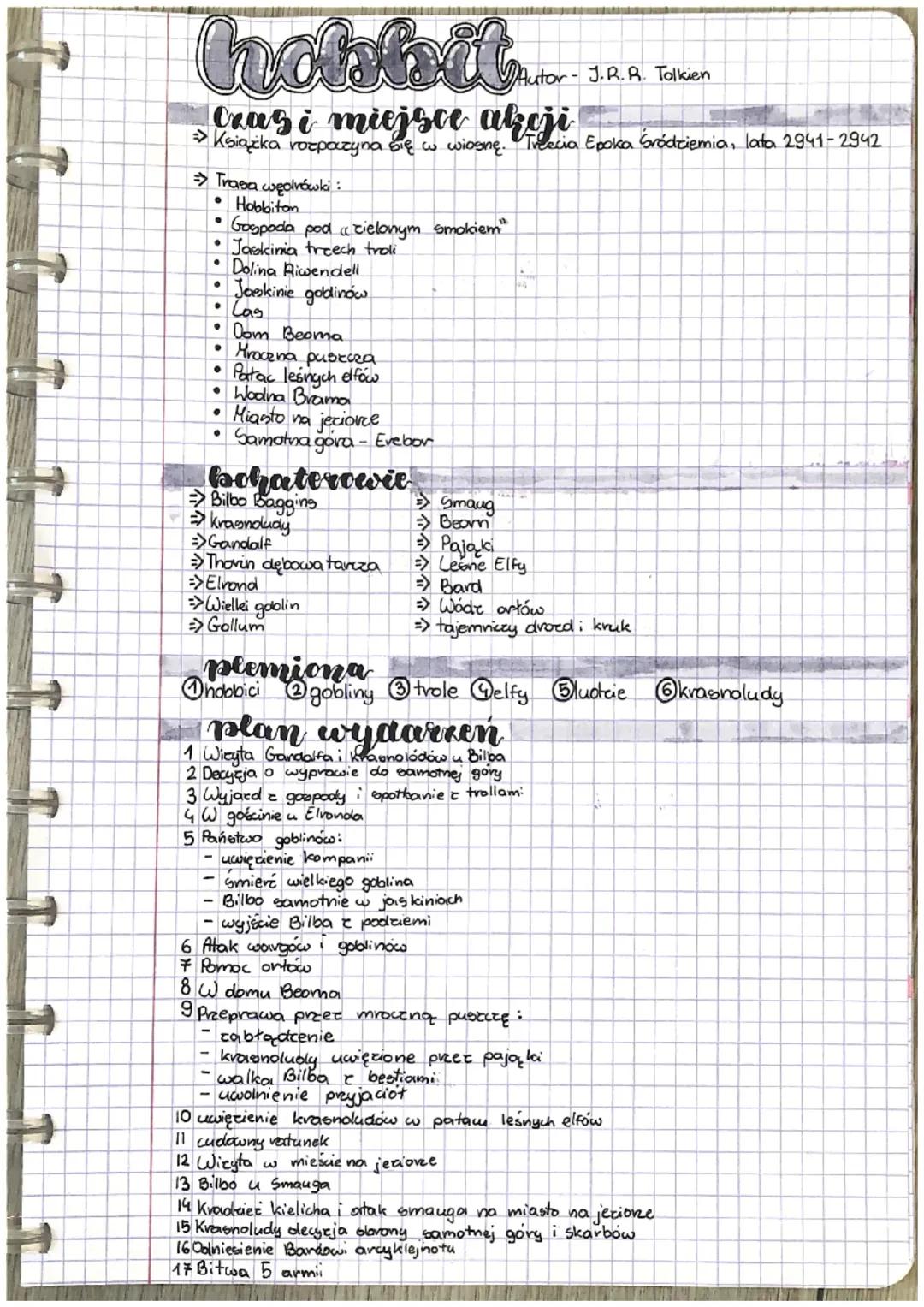 Hobbit - Szczegółowe Notatki o Książce
