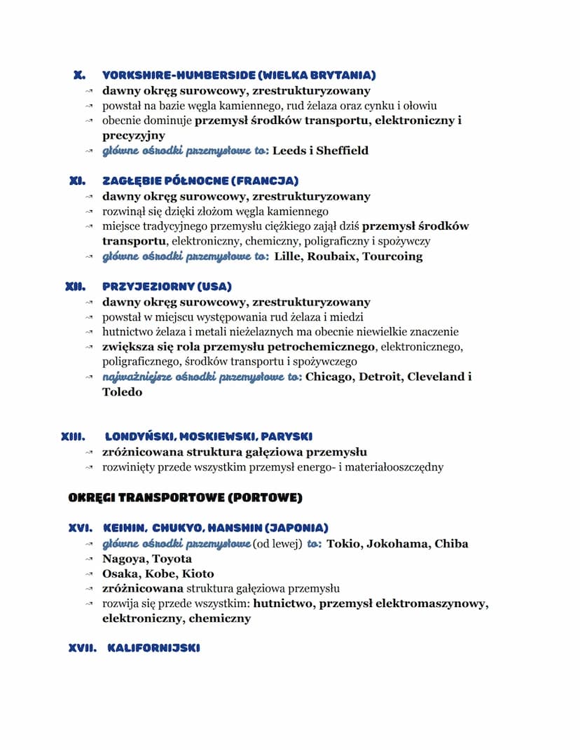 OBSZARY KONCENTRACJI PRZEMYSŁU
Formy koncentracji przemysłu:
. ośrodki przemysłowe - miejscowości, w których znajdują się liczne zakłady
pro