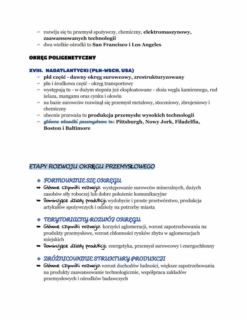 OBSZARY KONCENTRACJI PRZEMYSŁU
Formy koncentracji przemysłu:
. ośrodki przemysłowe - miejscowości, w których znajdują się liczne zakłady
pro