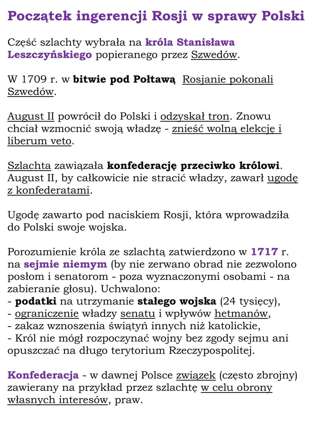 Upadek Rzeczpospolitej
Cały dział
1.Rzeczpospolita pod rządami
Wettinów
1697 r. - koronacja Augusta Il Mocnego
1717 r. - sejm niemy
1734 r. 