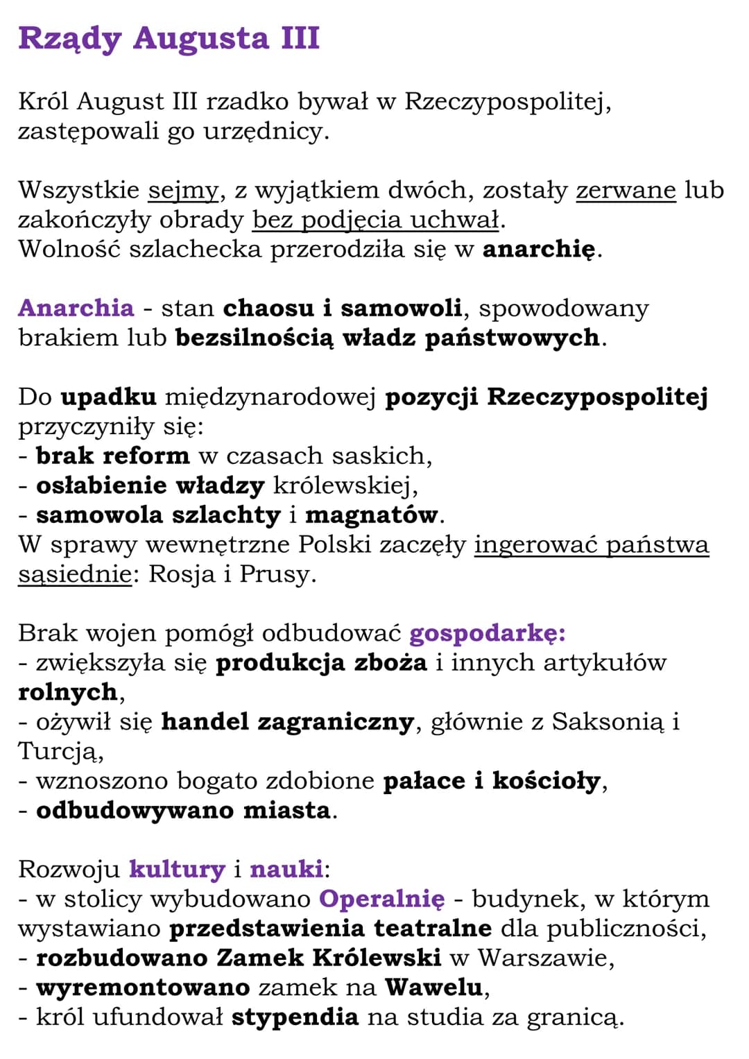 Upadek Rzeczpospolitej
Cały dział
1.Rzeczpospolita pod rządami
Wettinów
1697 r. - koronacja Augusta Il Mocnego
1717 r. - sejm niemy
1734 r. 