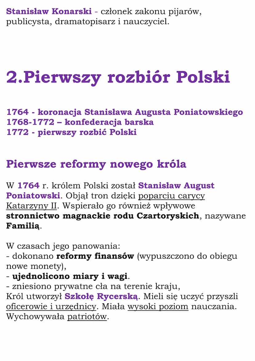 Upadek Rzeczpospolitej
Cały dział
1.Rzeczpospolita pod rządami
Wettinów
1697 r. - koronacja Augusta Il Mocnego
1717 r. - sejm niemy
1734 r. 