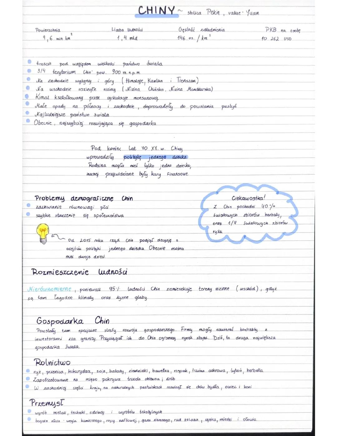 Geografia Chin - Materiały dla Klasy 8