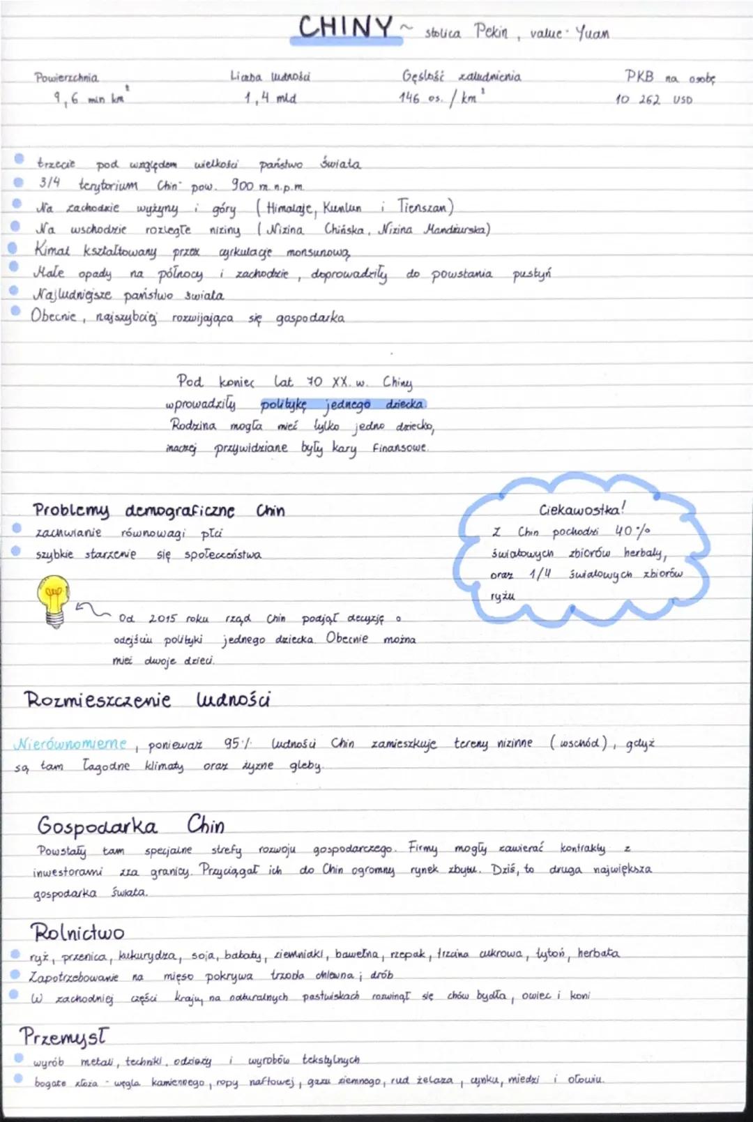 Powierzchnia
9,6
CHINY
~
stolica Pekin, value Yuan.
Gęstość zaludnienia.
PKB na osobę
10 262 USD
Liczba ludności.
min kre"
1,4 mld.
146 os.
