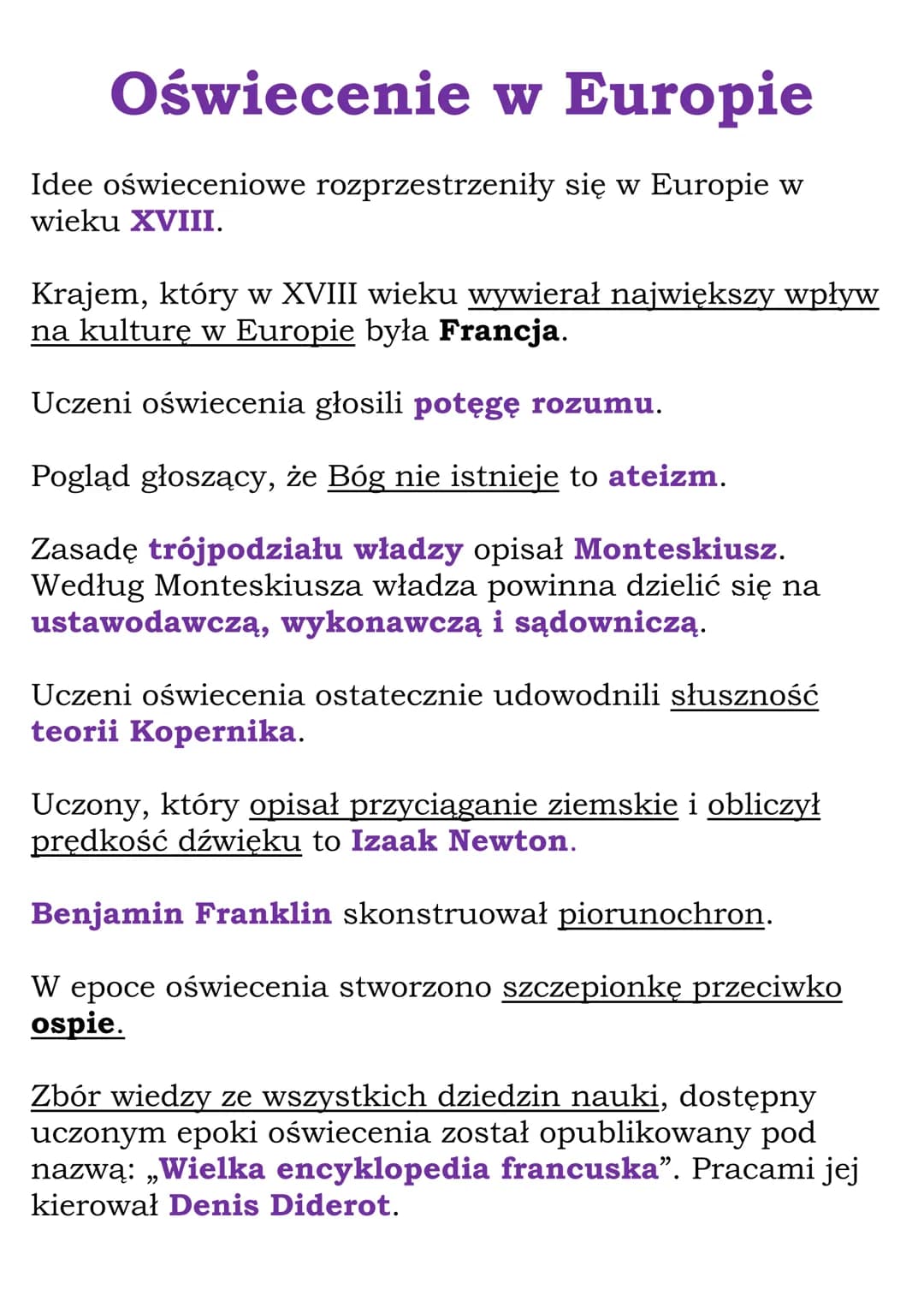 
<p>Idee oświeceniowe rozprzestrzeniły się w Europie w wieku XVIII. Kraje, które w XVIII wieku wywierały największy wpływ na kulturę w Europ