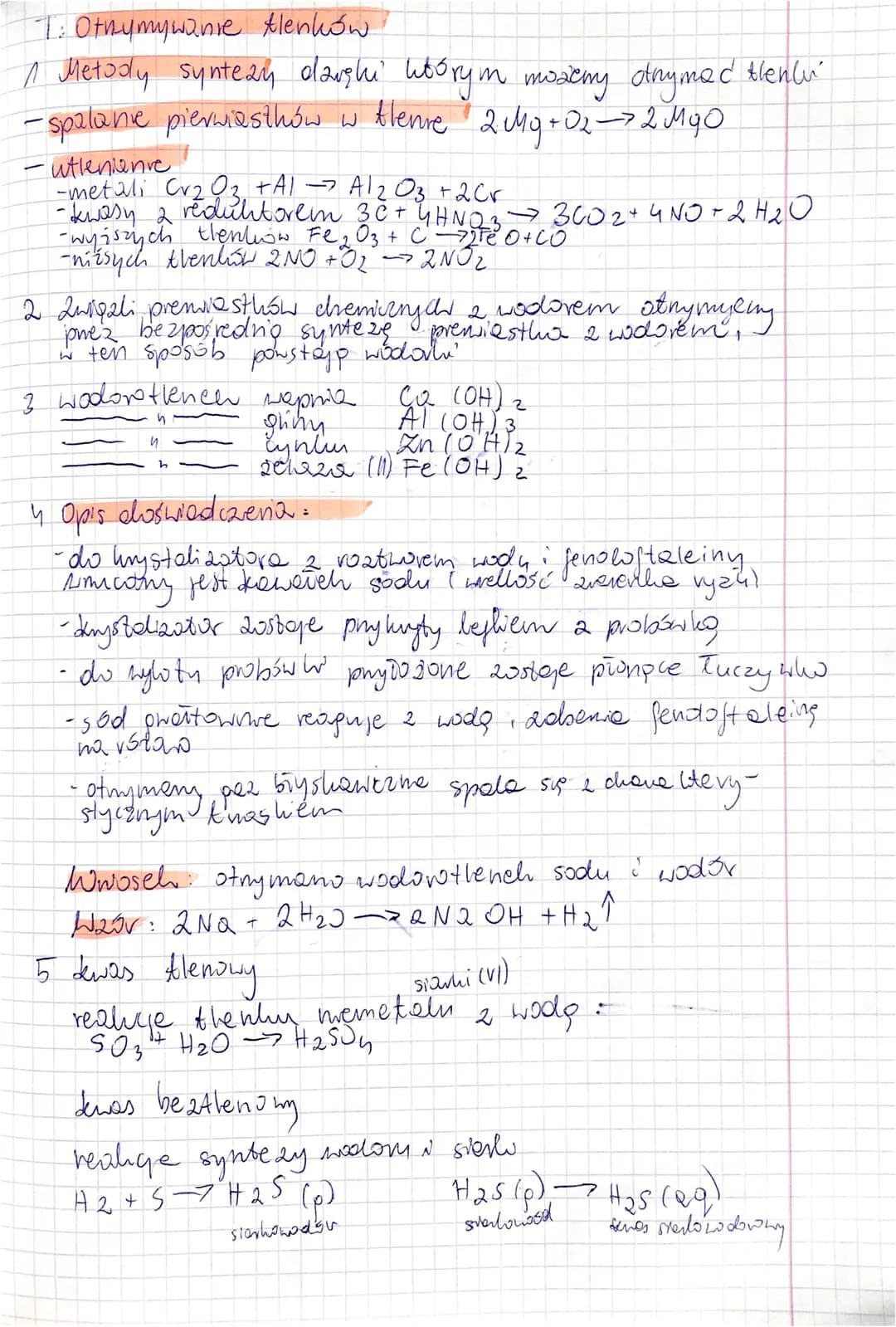 T: Othymywanie tlenków
1 Metody syntean daughi ltórym możemy onymed tlenku
• spalane pierwiastków w tlenie 2. My+02-72 MgO
-utlenienie
-meta