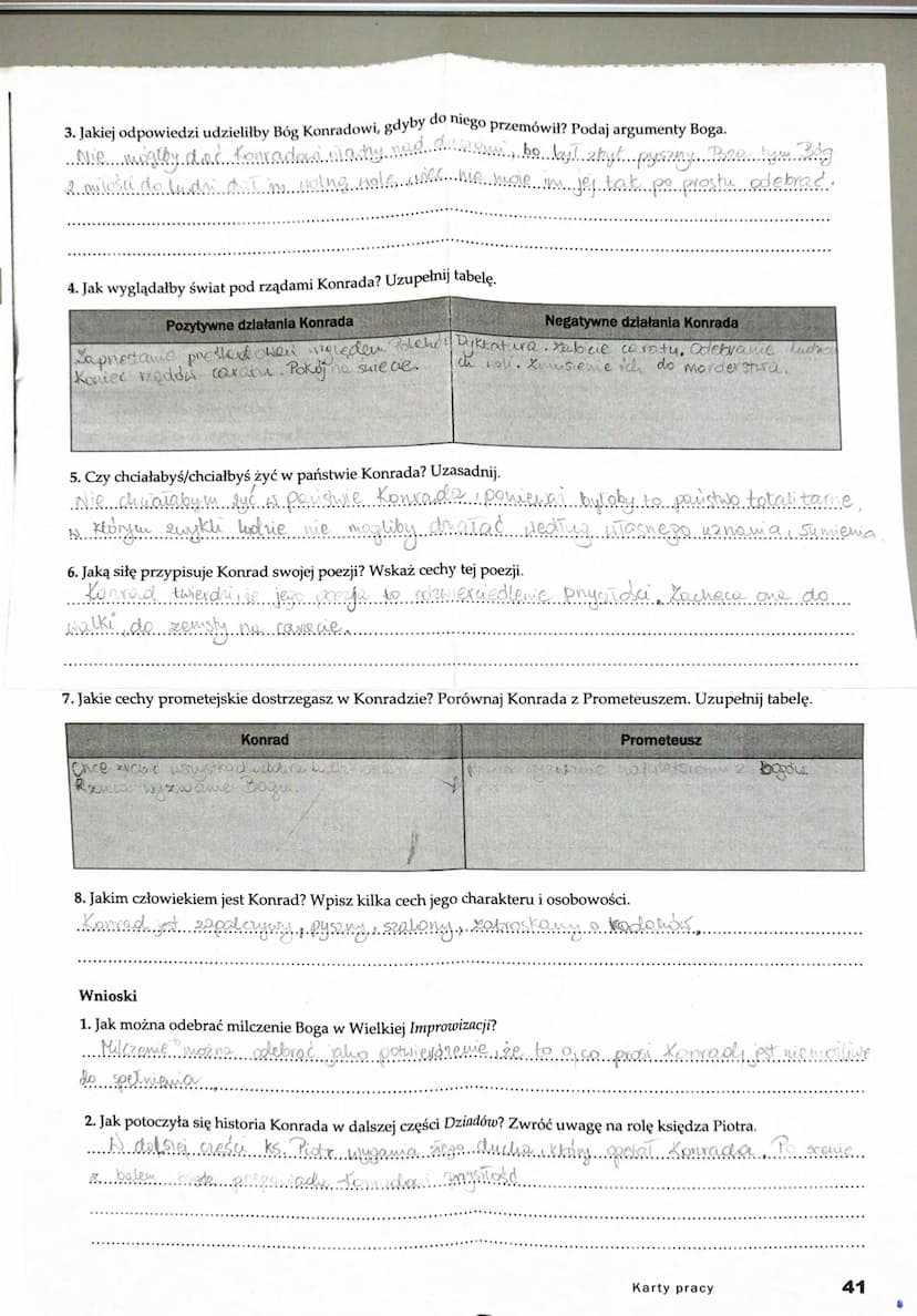 Zinterpretuj Wielką Improwizację. W tym celu odpowiedz na pytania i wykonaj polecenia.
Scena I
1. W jakich okolicznościach improwizuje Konra