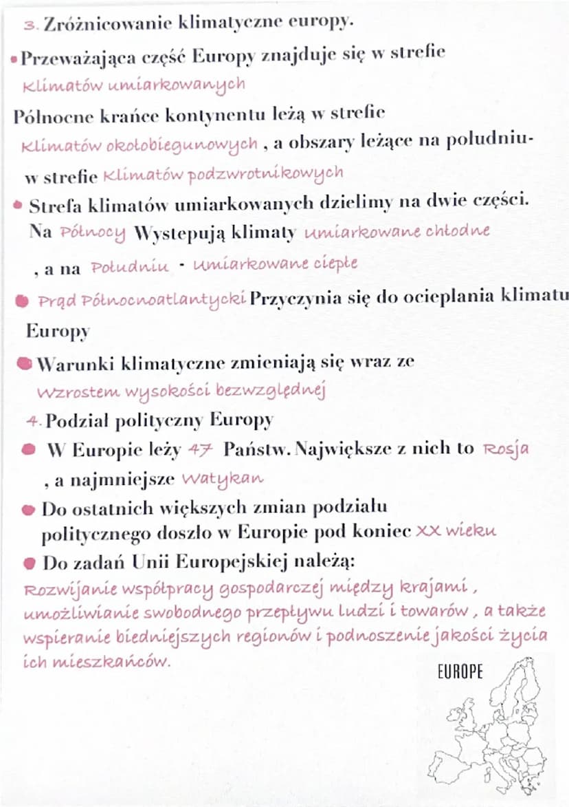 # Środowisko przyrodnicze i ludność Europy

1. Położenie i ukształtowanie powierzchni Europy
Europa leży w całości na Półkuli północnej.
Kon