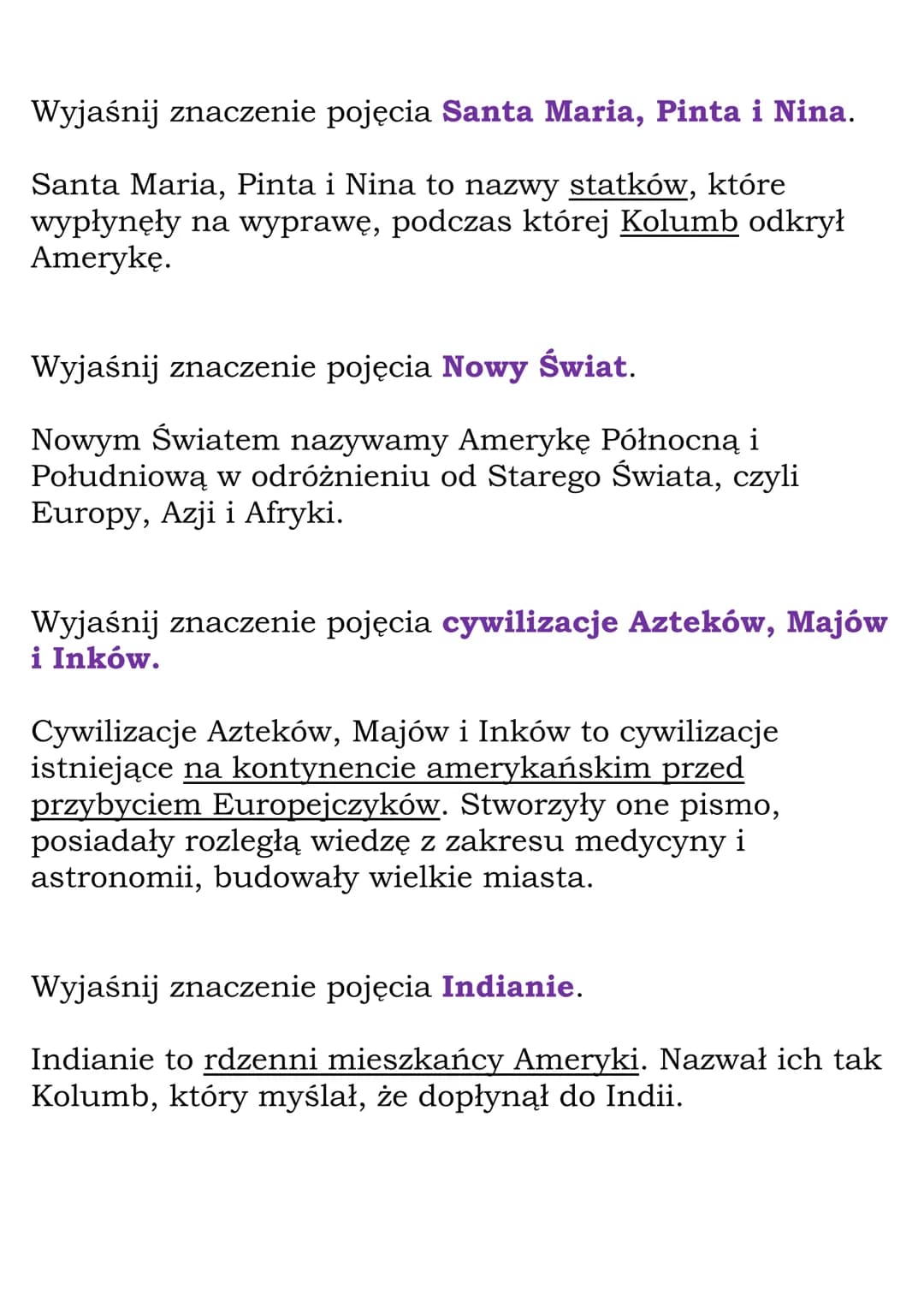 Odkrycie Nowego Świata
Fiszki
Wyjaśnij znaczenie pojęcia kompas.
Kompas to przyrząd wyposażony w igłę magnetyczną,
która wskazuje strony świ