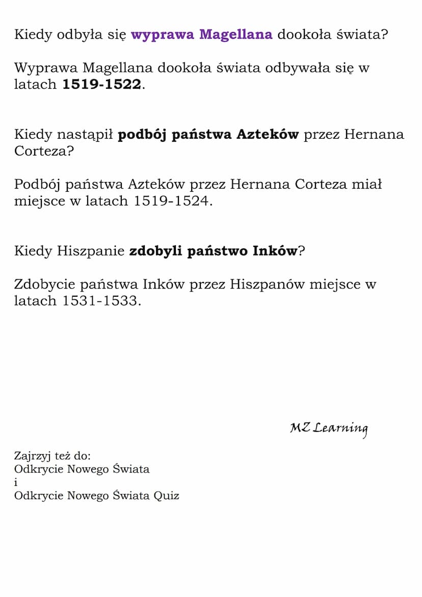 Odkrycie Nowego Świata
Fiszki
Wyjaśnij znaczenie pojęcia kompas.
Kompas to przyrząd wyposażony w igłę magnetyczną,
która wskazuje strony świ
