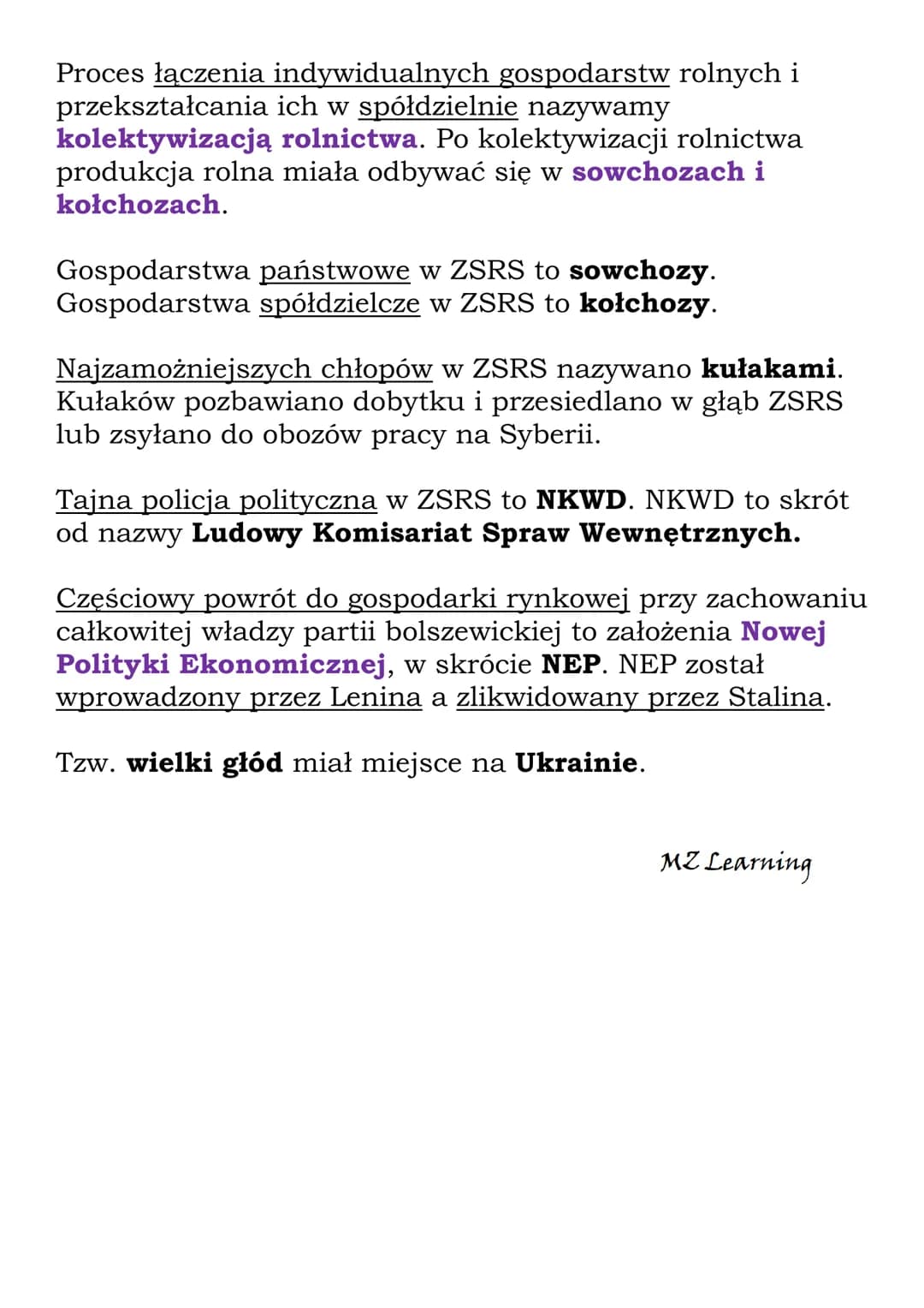 ZSRS
Ideologia i doktryna społeczna postulująca zbudowanie
społeczeństwa bezklasowego, opartego na społecznej
własności środków produkcji i 