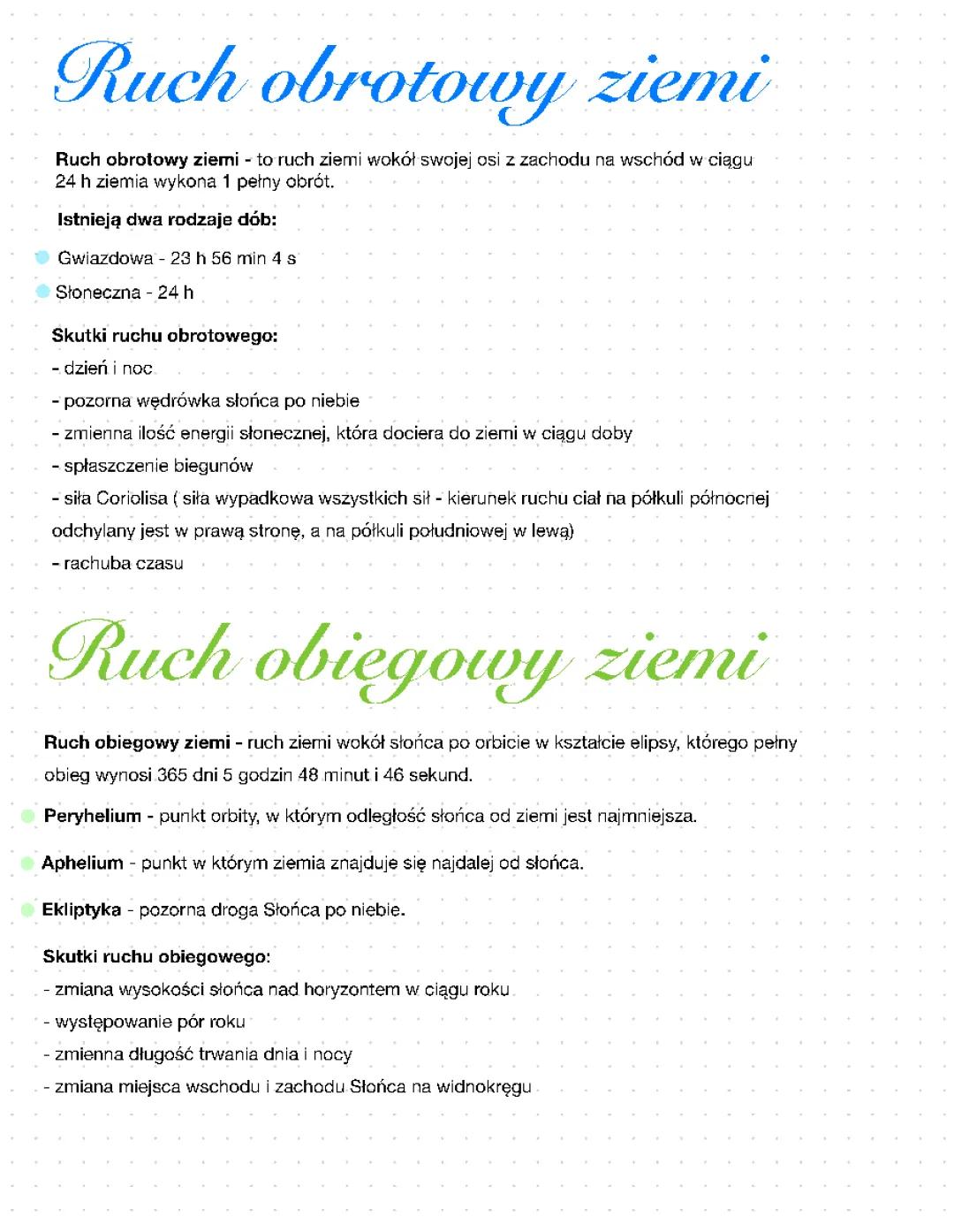 Obrotowy i Obiegowy ruch ziemi 