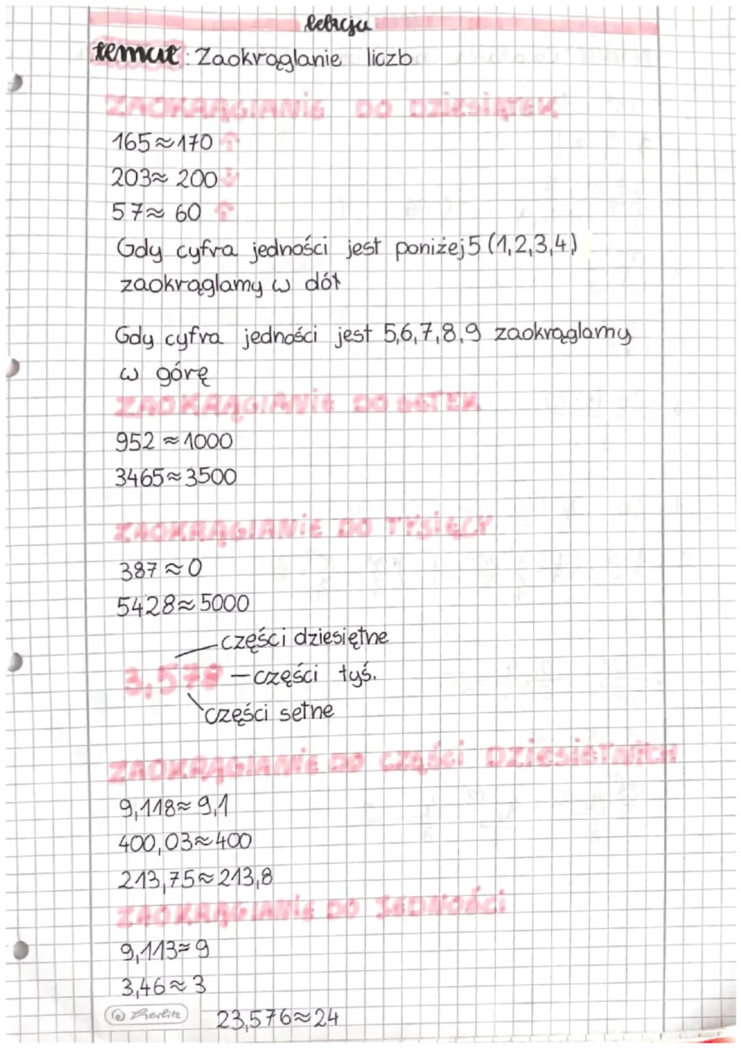 lebacja
temat Zaokroglanie liczb
165~170
203 200
57≈ 60
Gdy cyfra jedności jest poniżej 5 (1,2,3,4)
zaokrąglamy w dót
Gdy cyfra jedności jes