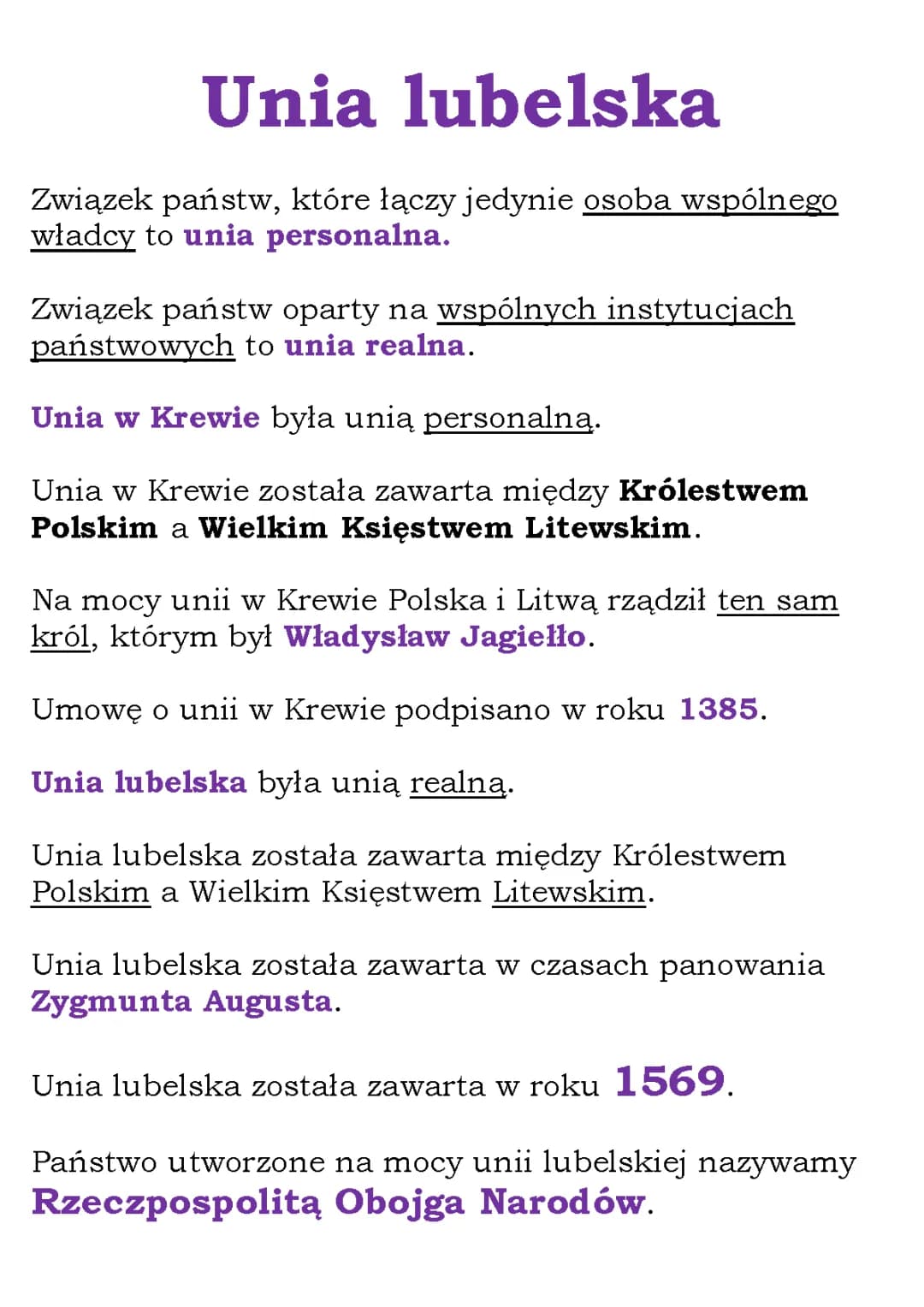 Unia lubelska 1569: Przyczyny, Postanowienia i Skutki