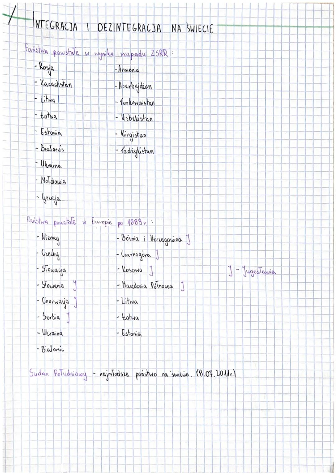 Procesy integracji i dezintegracji na świecie - Geografia Rozszerzona