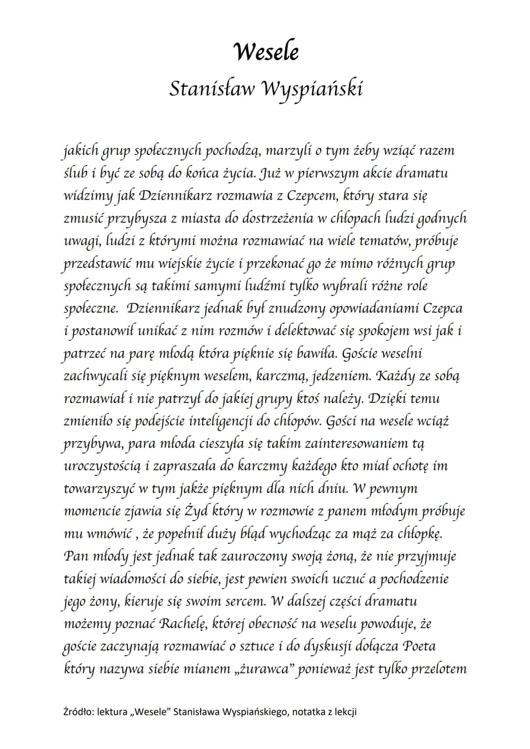 ol
Wesele
Stanisław Wyspiański
Akcja dramatu rozgrywa się w nocy z 20 na 21 listopada 1900 r. W
Bronowickim dworze Włodzimierza Tetmajera. L