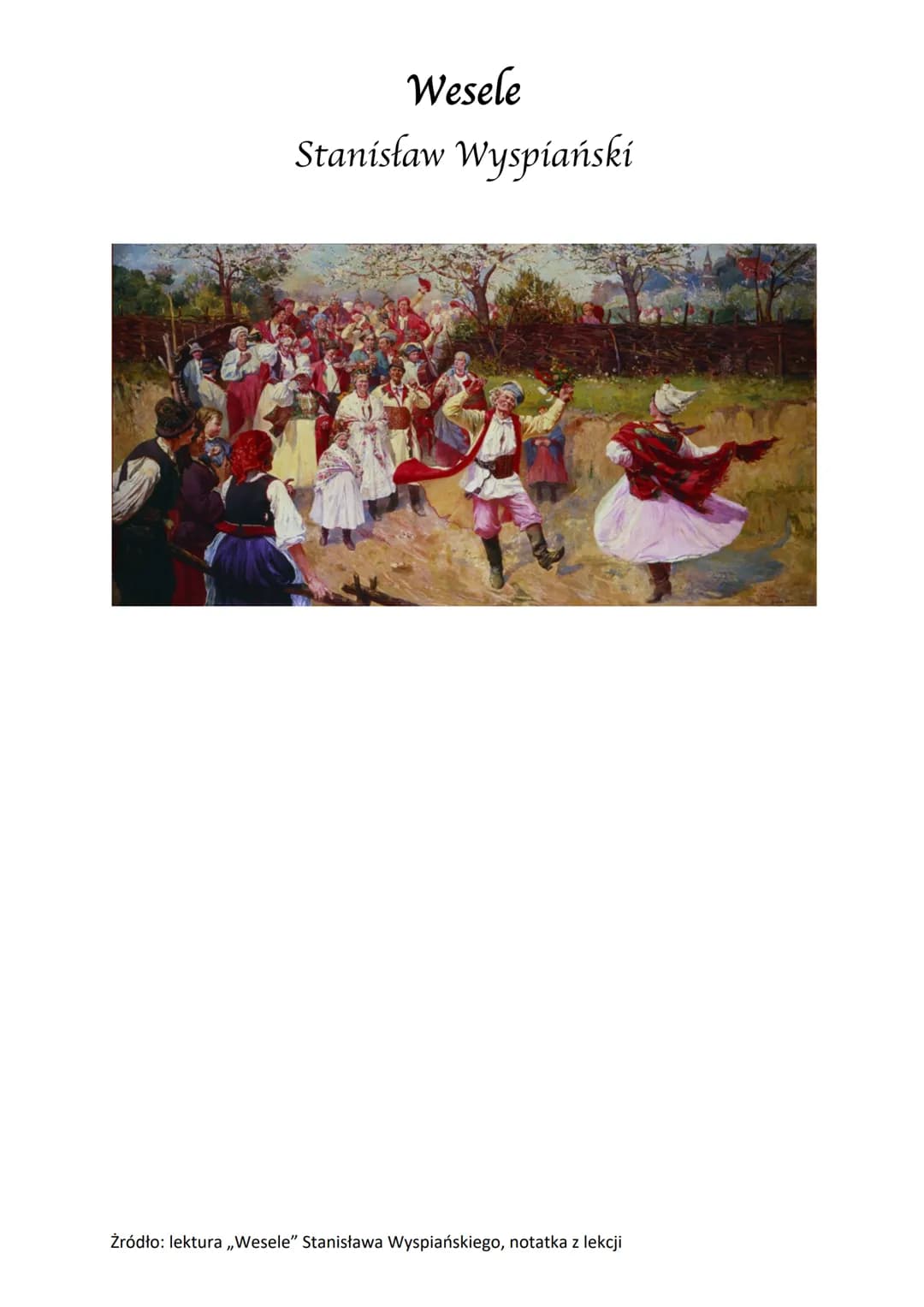 ol
Wesele
Stanisław Wyspiański
Akcja dramatu rozgrywa się w nocy z 20 na 21 listopada 1900 r. W
Bronowickim dworze Włodzimierza Tetmajera. L
