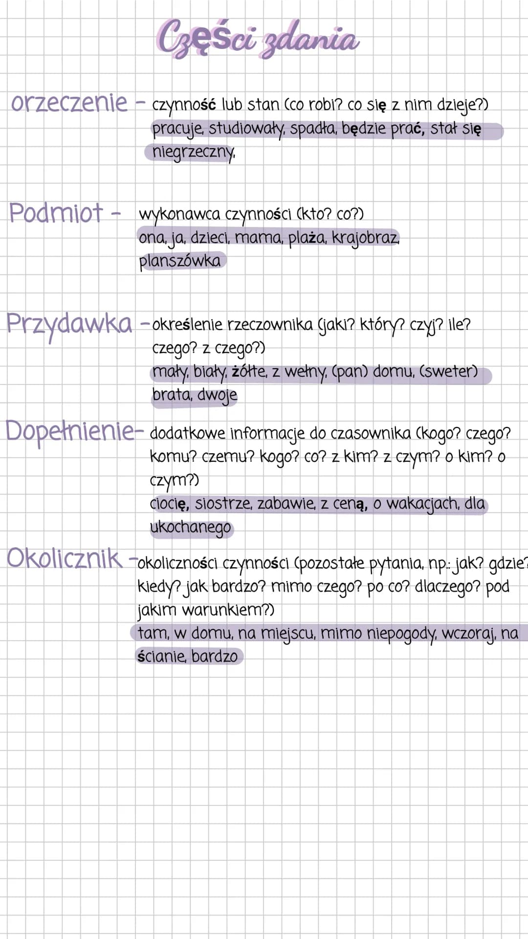 Części zdania- polski