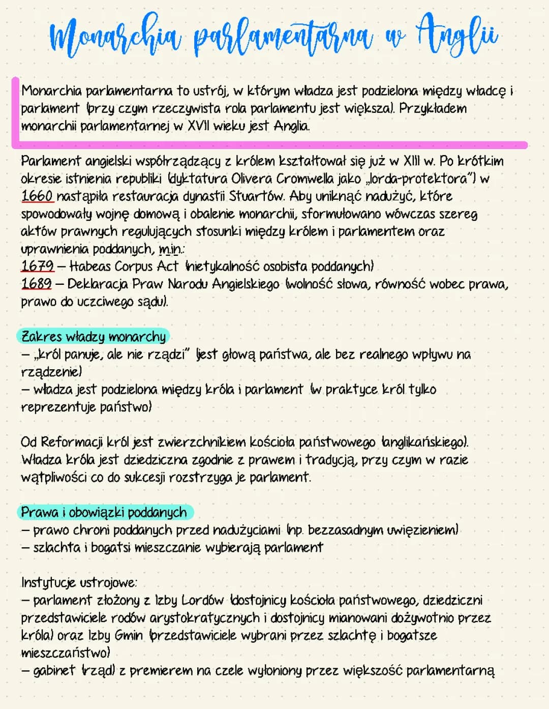 Monarchia parlamentarna w Anglii