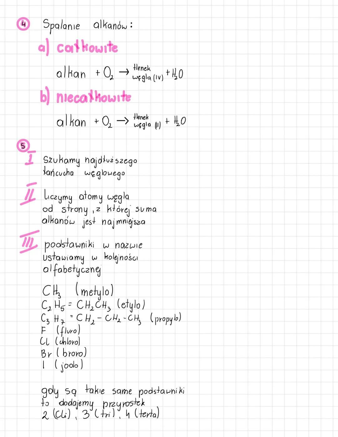 # Alkany

• To węglowodory nasycone
w cząsteczkach, których
pomiędzy atomami węgla występuje
wiązanie pojedyńcze

$C_n H_{2n+2}$
↑
Liczba at