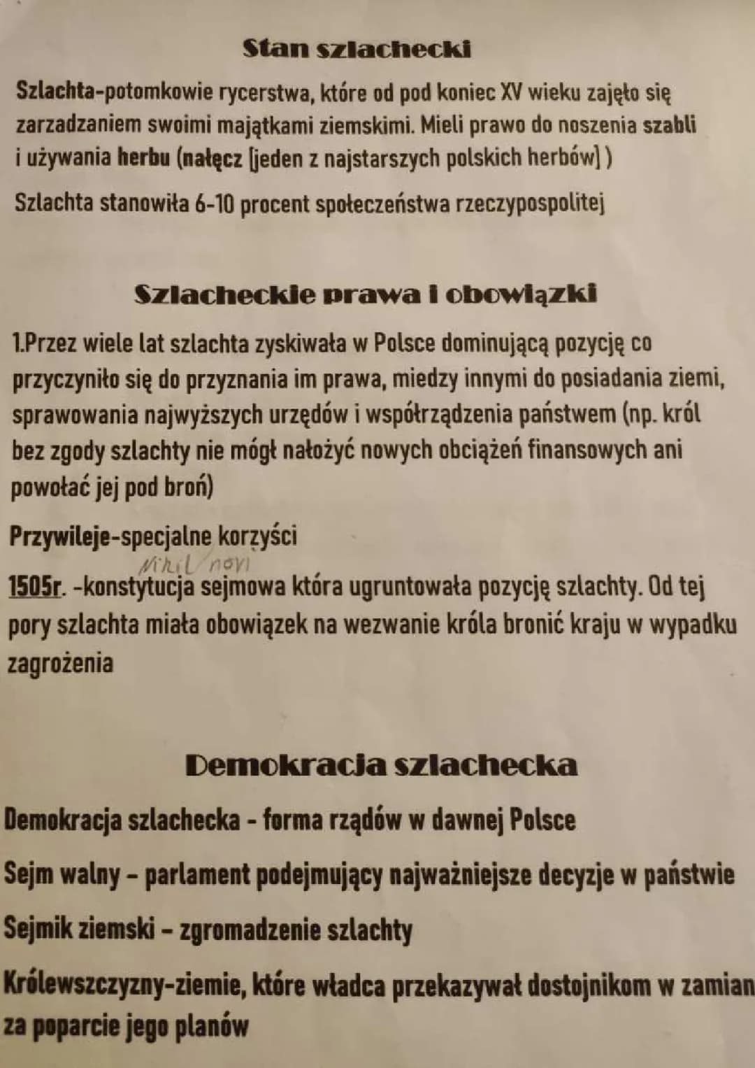 Demokracja Szlachecka dla 6 Klasy - Streszczenie i Przywileje