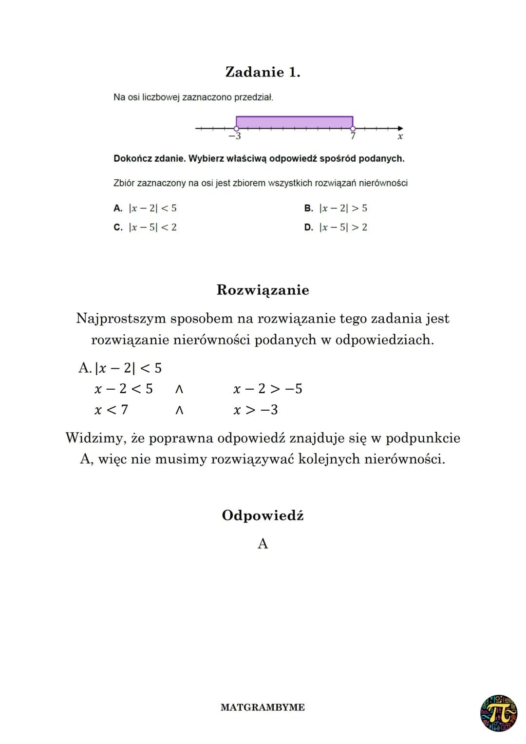 WARTOŚĆ BEZWZGLĘDNA
Wartość bezwzględna liczby definiowana jest w
następujący sposób:
|x| = {xx
dla x ≥ 0
dla x < 0
Zachodzą następujące zal