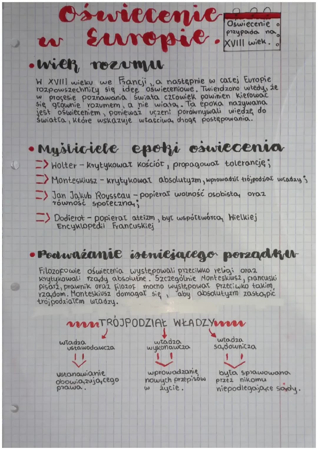 Oświecenie w Europie (klasa 6) :)