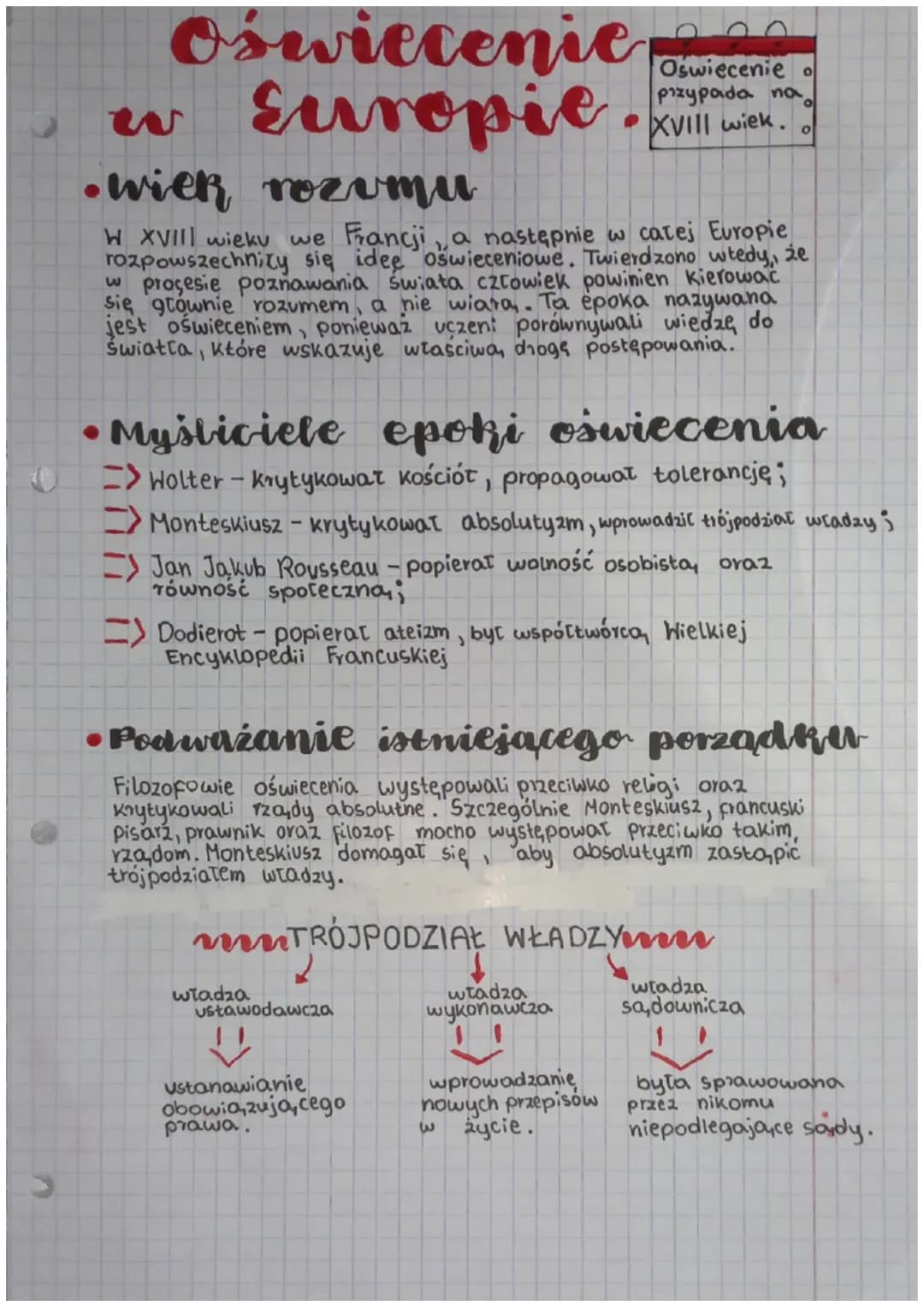 Oświecenie
Oswiecenie o
przypada na
w Europie. vill wiek.
W
•wiek rozumu
W XVIII wieku we Francji, a następnie w całej Europie
rozpowszechni