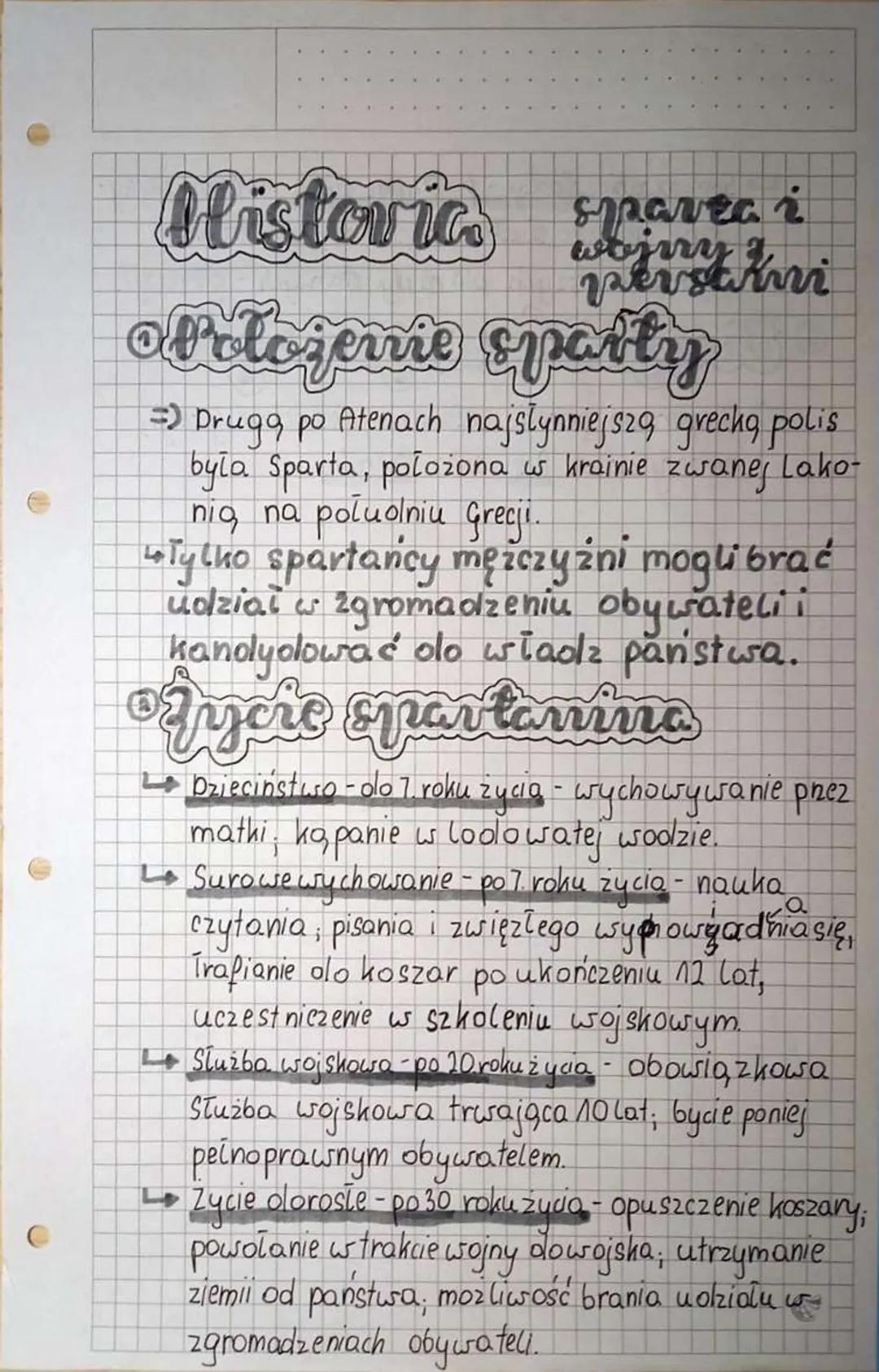 wojny
Historia sparea i
∙Polożenie sparty
perstimi
=> Druga po Atenach najsłynniejszą grecha polis
byla Sparta, położona w krainie zwanej La