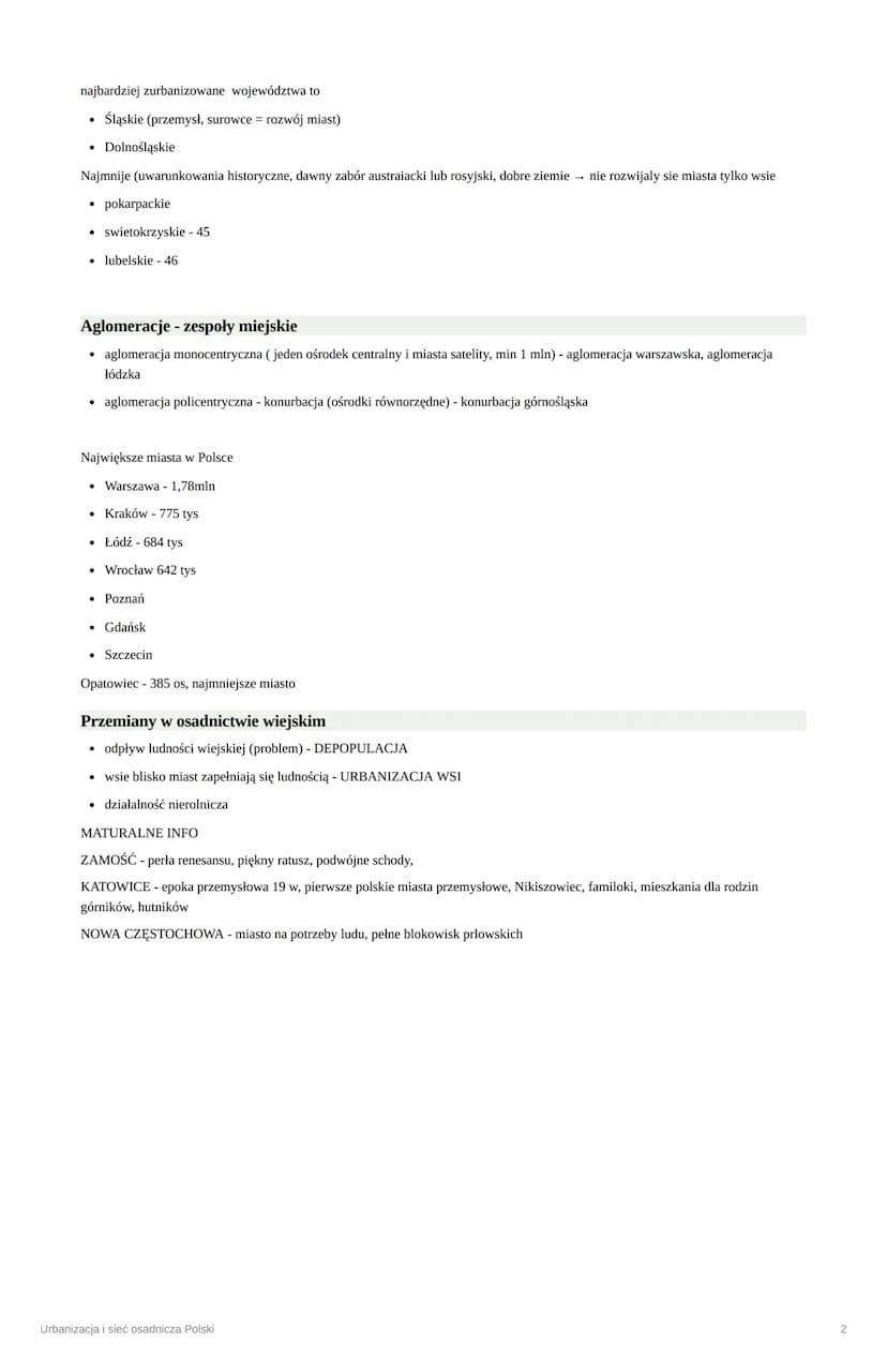 Urbanizacja i sieć osadnicza Polski
Jednostki sieci osadniczej
miasta - 954 w Polsce
o najstarsze: (XXIIW)
▪ Złotoryje
▪ Opole
▪ Lwówek Śląs