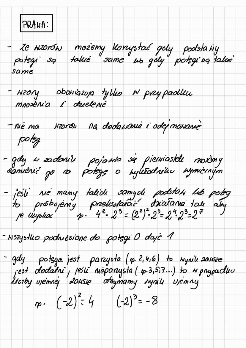 PRAWA DZIAŁAŃ
NA POTĘGACH
WZORY
GDY PODSTAWA POTĘGI JEST TAKA SAMA!
n+m
a^• am =
an
am
и
Q"
br
n
= a
• GDY POTĘGI SĄ TAKIE SAME:
(음)'
•POTEG