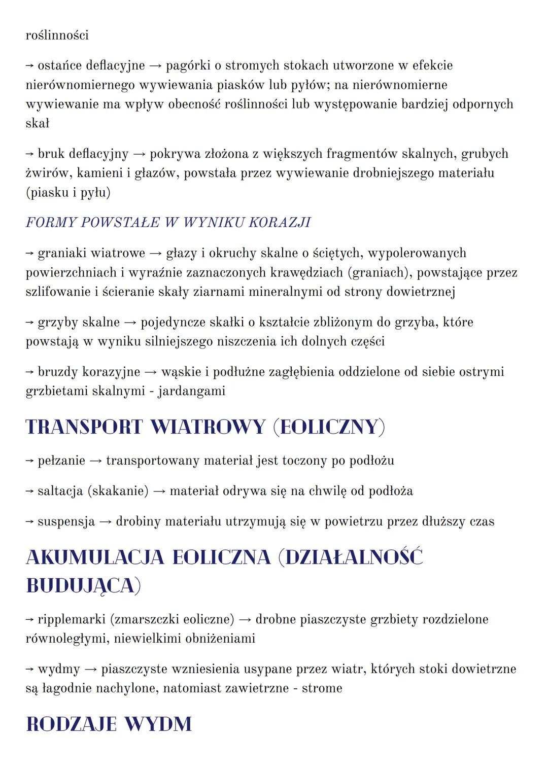 RZEŹBOTWÓRCZA
DZIAŁALNOŚĆ WIATRU
PRZEDMIOT:
Geografia
SPRAWDZIAN
INTENSYWNOŚĆ PROCESÓW EOLICZNYCH
->
→
wpływ na siłę
kierunek, częstość wyst