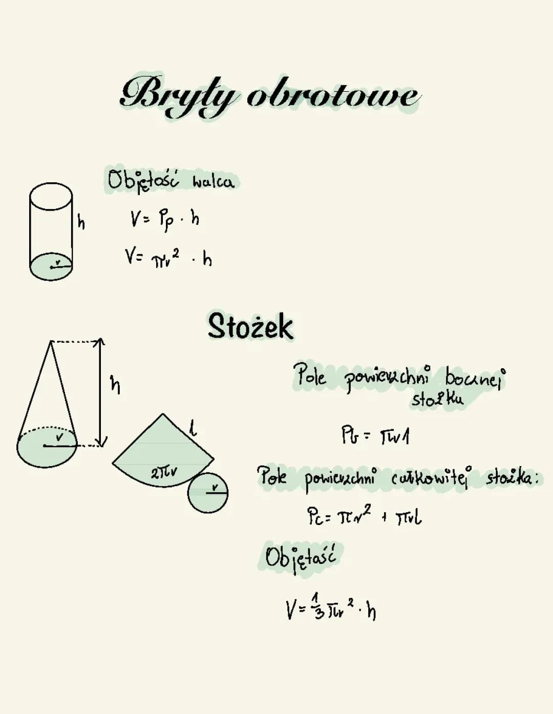 Bryły obrotowe wzory