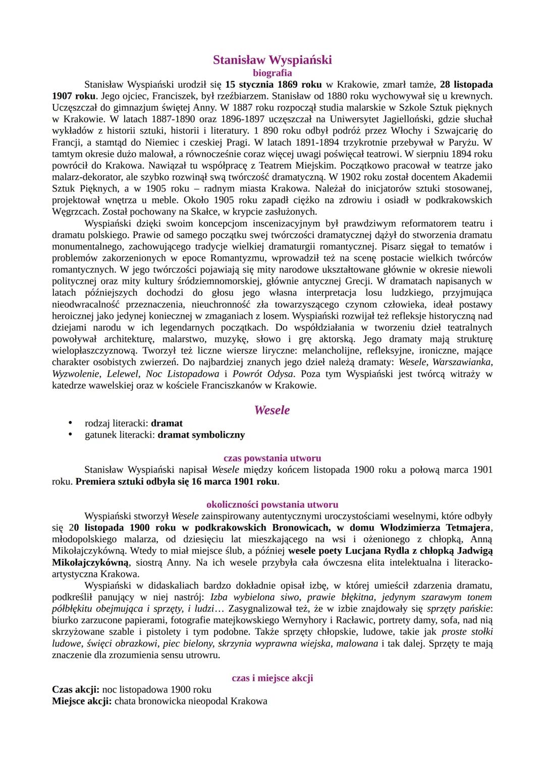 Wesele – dokładne opracowanie i kluczowe informacje