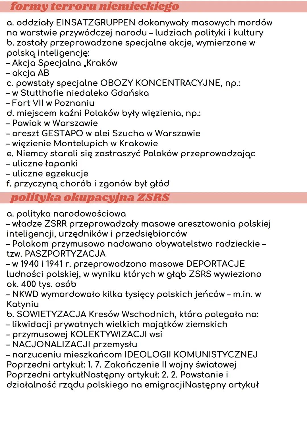 # ziemie polskie pod
# okupacją

## podział ziem polskich na okupacje

a. 28 IX 1939 r. III Rzesza i ZSRR podpisały traktat o granicach i
pr