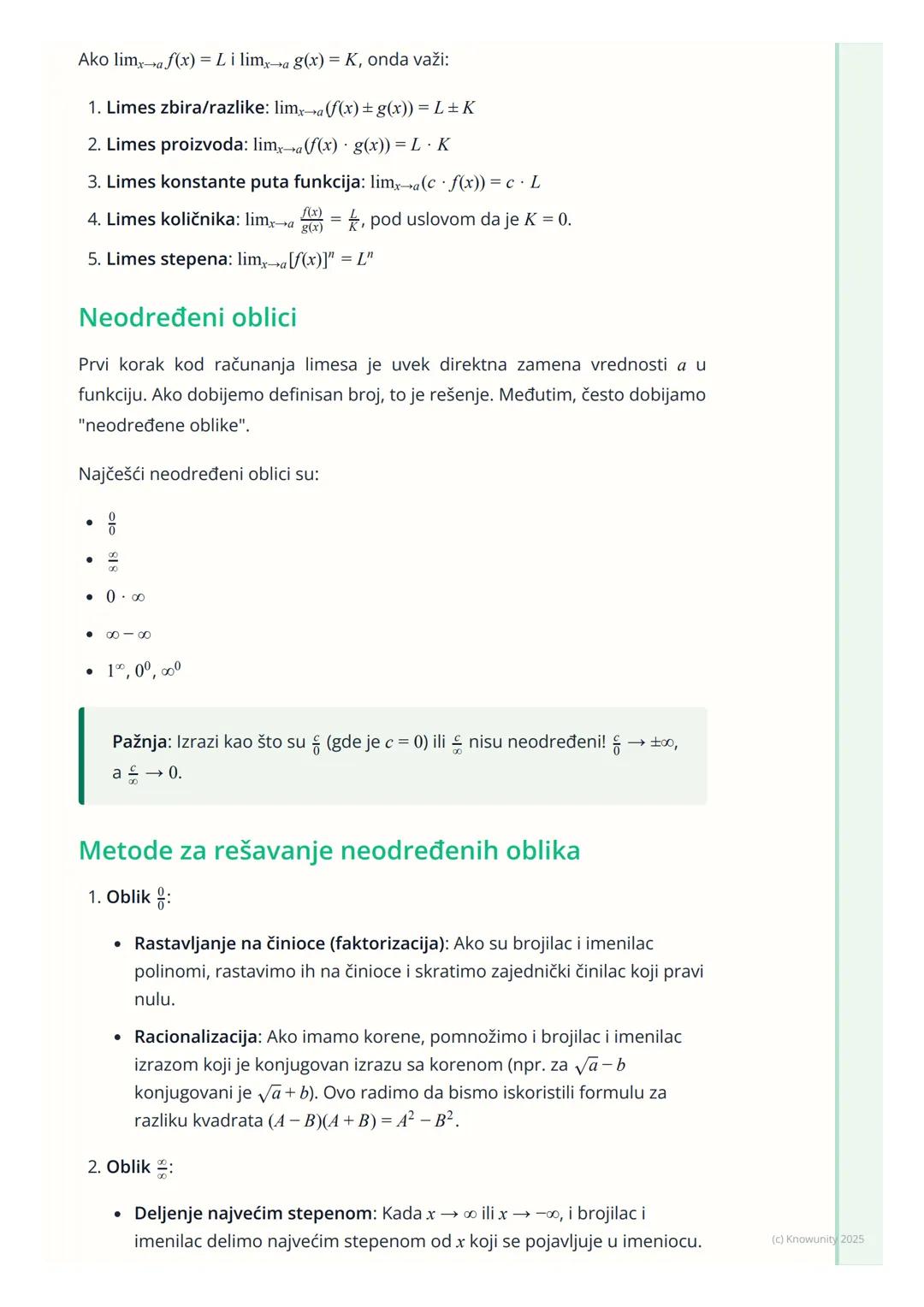 # Limes funkcije

## Uvod u limese funkcija

Limes funkcije je osnovni koncept u matematičkoj analizi, ključan za
razumevanje izvoda i integ