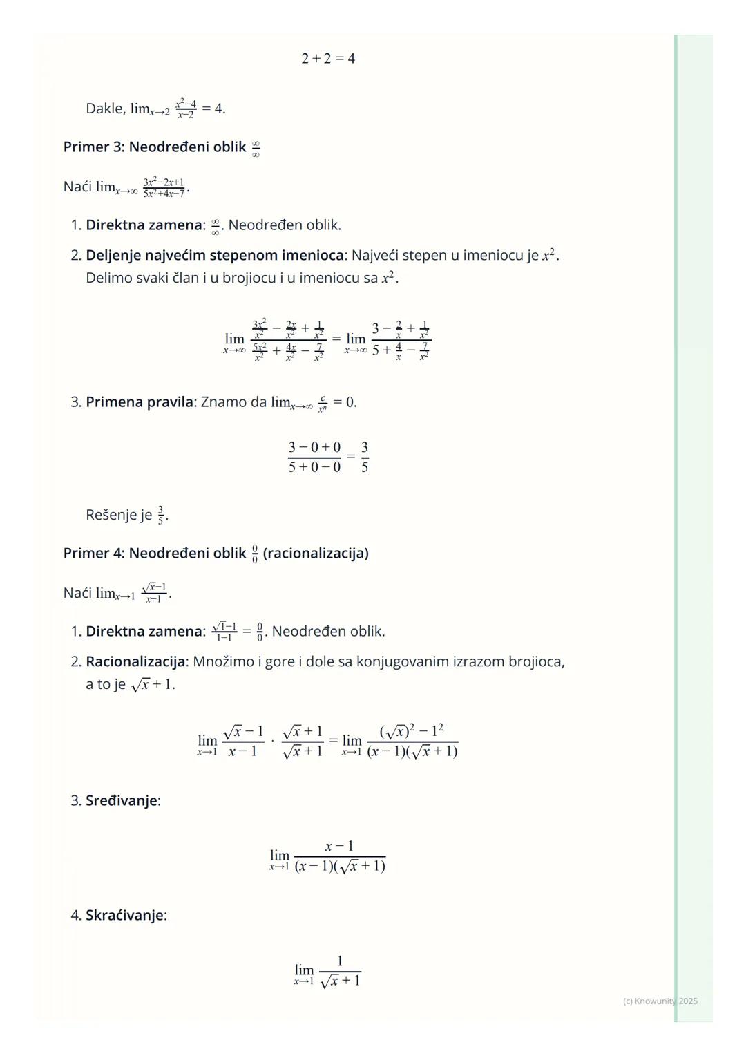 # Limes funkcije

## Uvod u limese funkcija

Limes funkcije je osnovni koncept u matematičkoj analizi, ključan za
razumevanje izvoda i integ