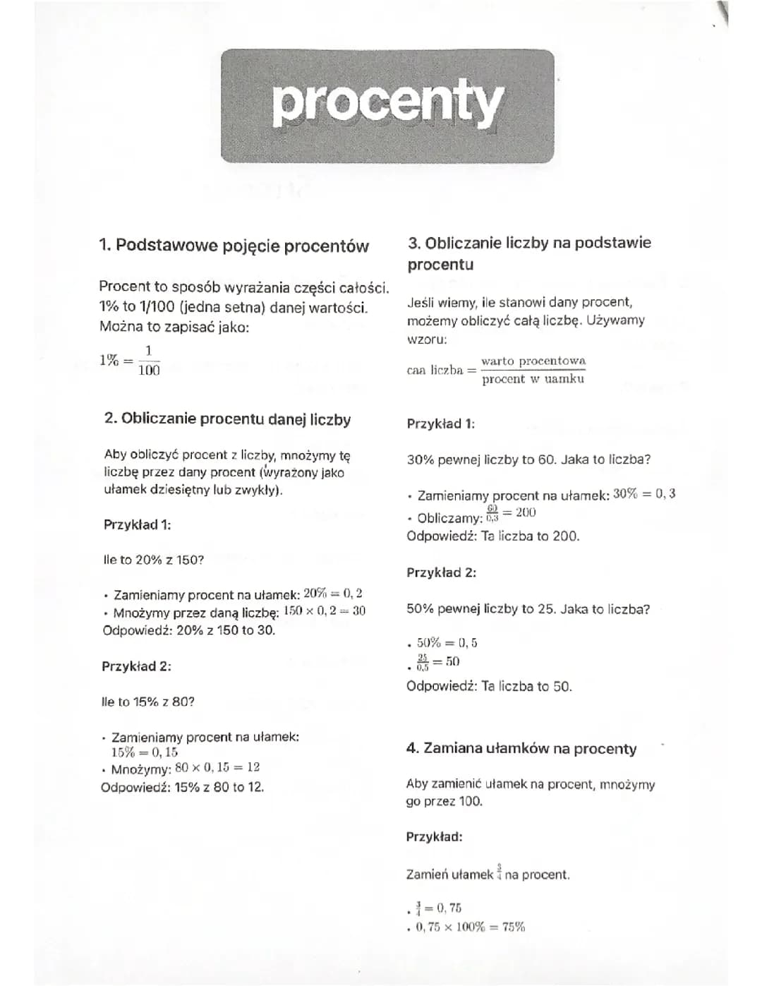 Procenty Klasa 6