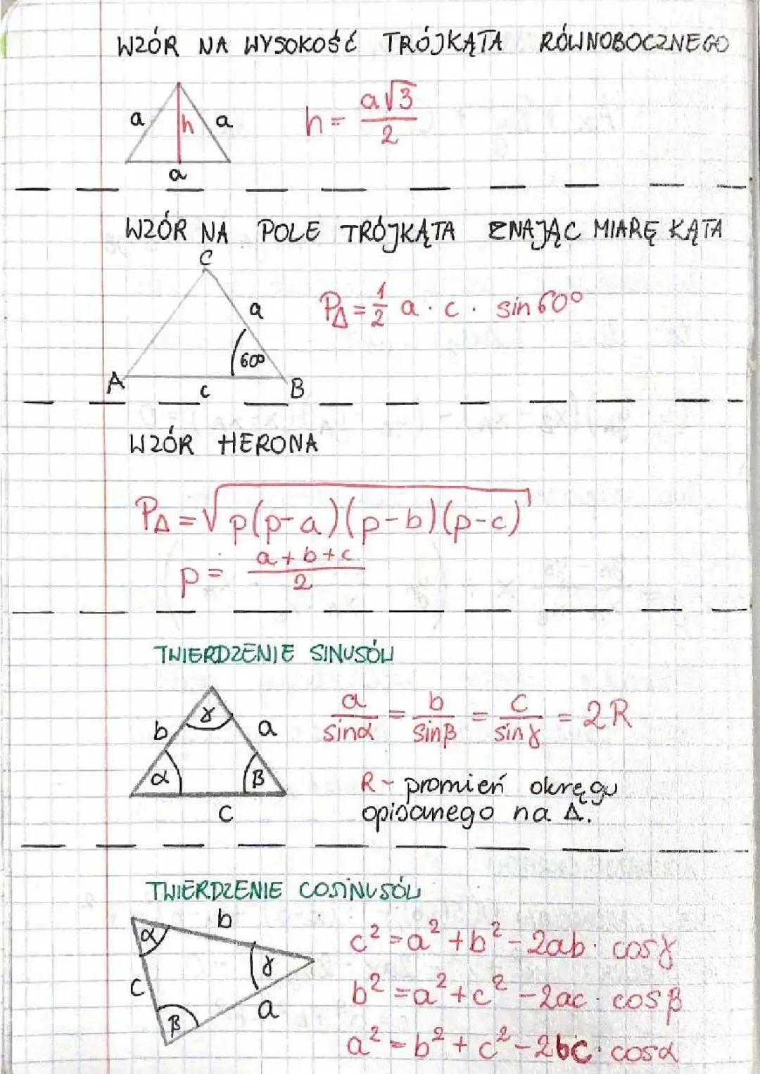 Najważniejsze wzory trójkątów - poradnik
