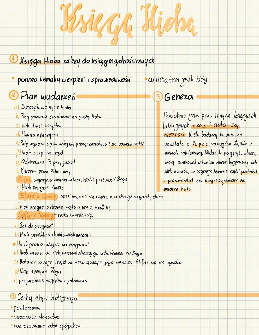 Księga Hioba
Księga Hioba należy do ksiąg mądrościowych
• porusza tematy cierpieni i sprawiedliwości • adresa tem jest Bóg
Ⓒ Plan wydarzeń
3