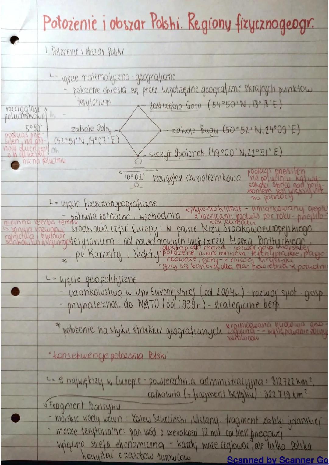Położenie i obszar Polski. Regiony fizycznogeograficzne