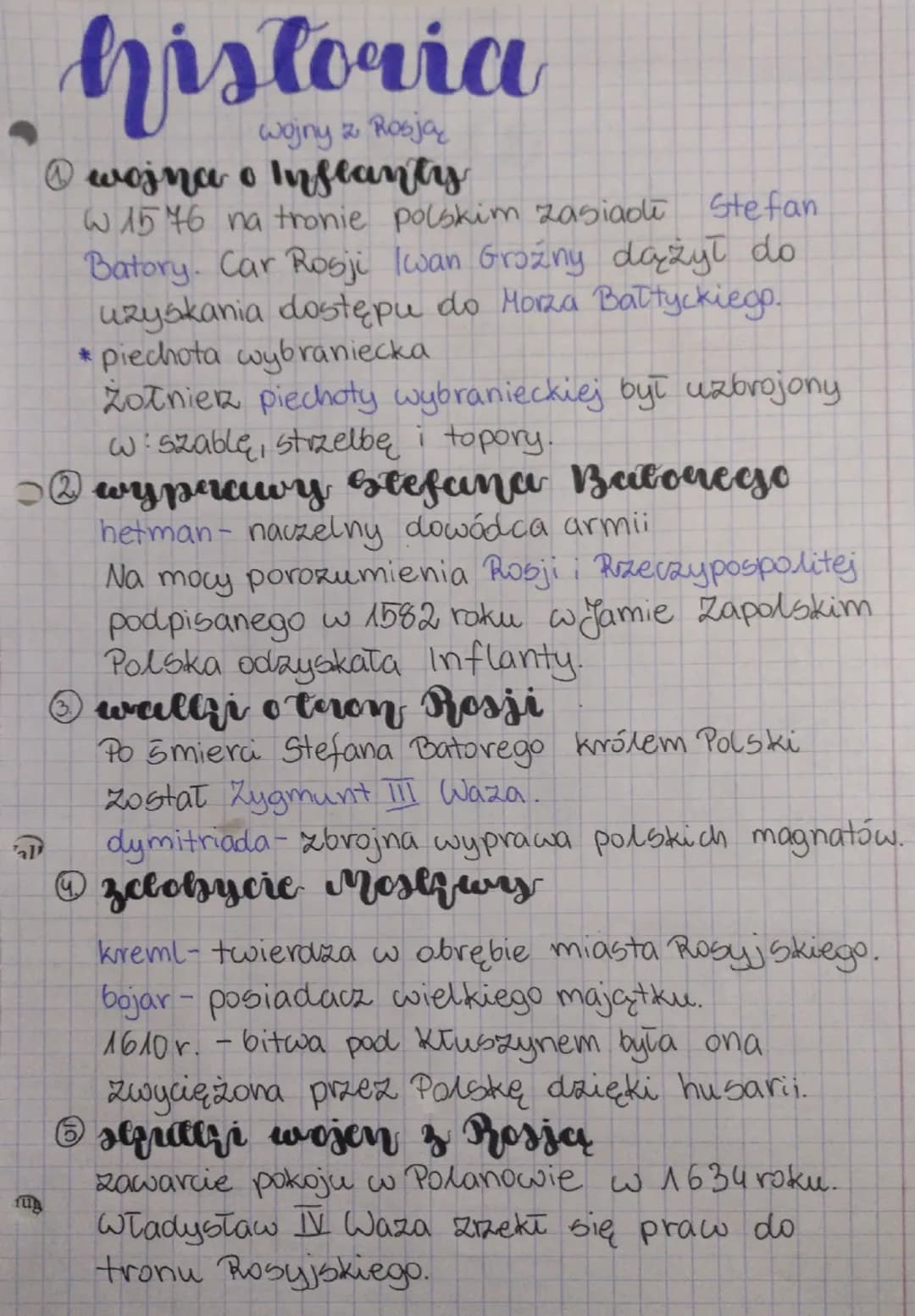historia
wojny z Rosją
①wojna & Infeanty
W1546 na tronie polskim zasiadł Stefan
Batory. Car Rosji Iwan Groźny dążył do
uzyskania dostępu do 