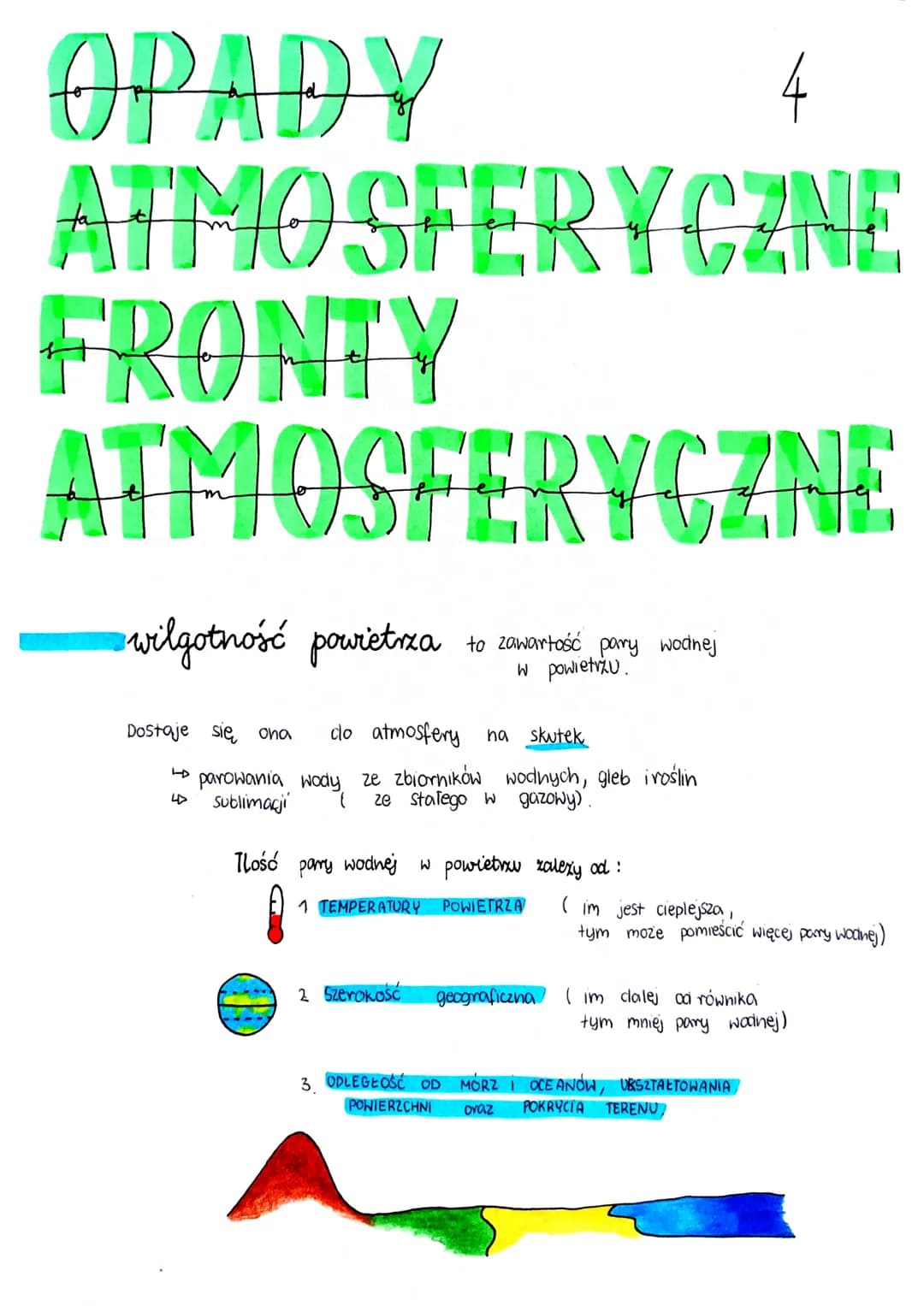 OPADY
ATMOSFERYCZNE
FRONTY
ATMOSFERYCZNE
wilgotność powietrza to zawartość
pary wodnej
w powietrzu.
Dostaje się ona do atmosfery na skutek
p