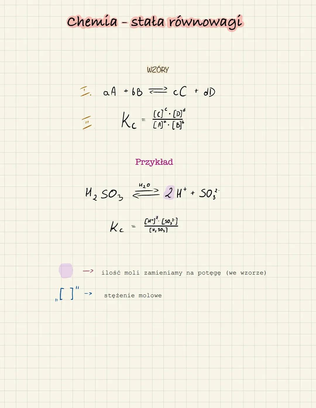 Stała równowagi chemicznej: definicja i wzory