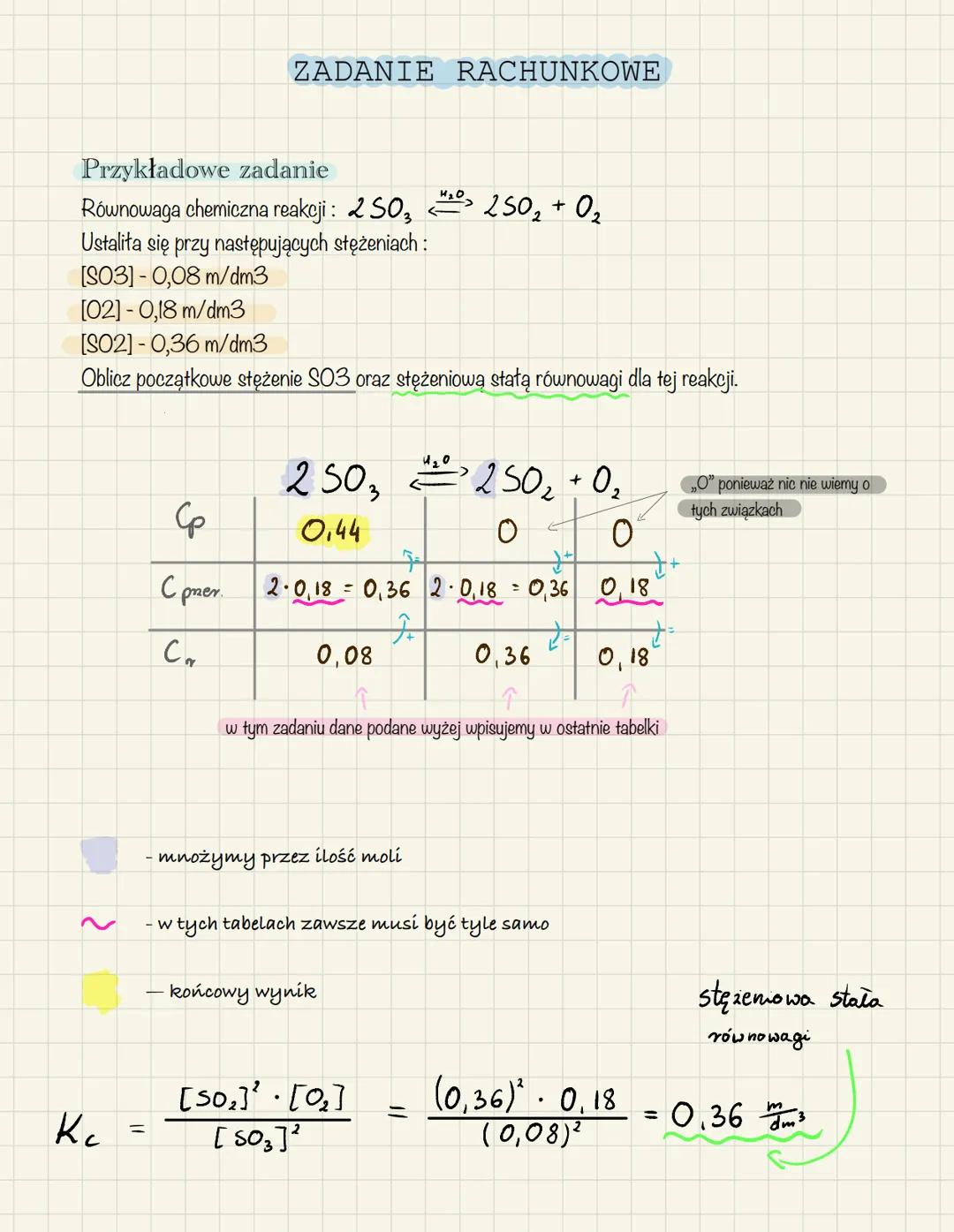 Chemia - stała równowagi
I.
[]"
1=1
->
->
WZÓRY
aA + bB = cC + dD
Kc = (A)² · (B) ²
[C] • [D]d
[A]
M₂ SO₂²2H+ + SO}
Кс
Przykład
[H] [s0₂²]
[