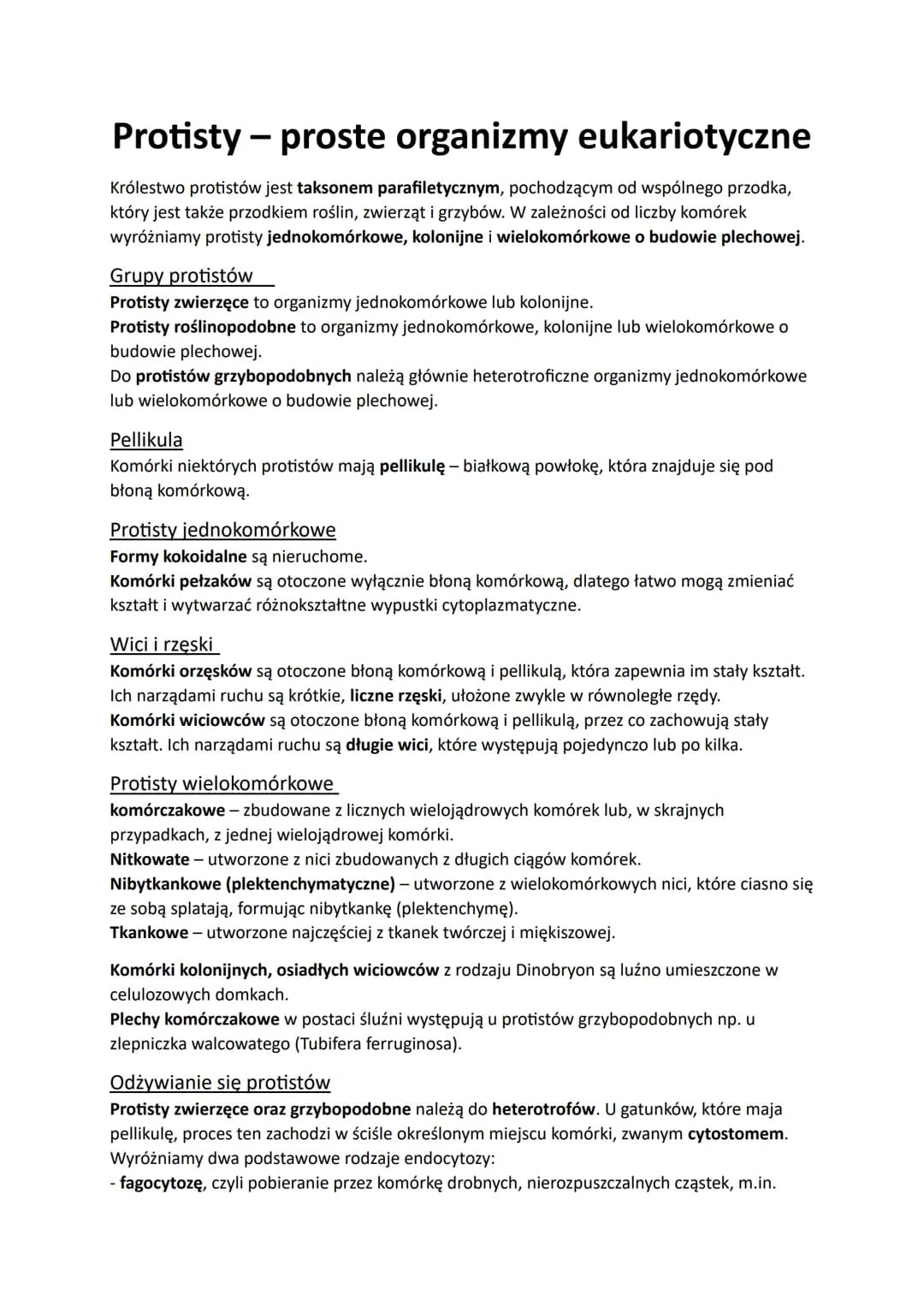 Protisty - proste organizmy eukariotyczne
Królestwo protistów jest taksonem parafiletycznym, pochodzącym od wspólnego przodka,
który jest ta
