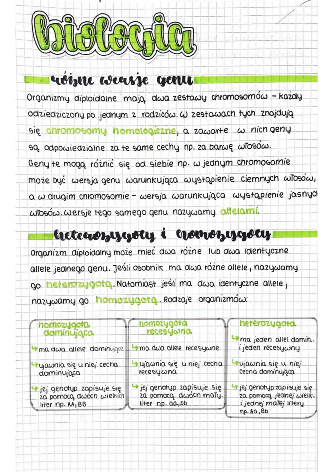 bistegia
woine weasje genu
Organizmy diploidalne mają dwa zestawy chromosomów - każdy
odziedziczony po jednym z rodziców. W zestawach tych z