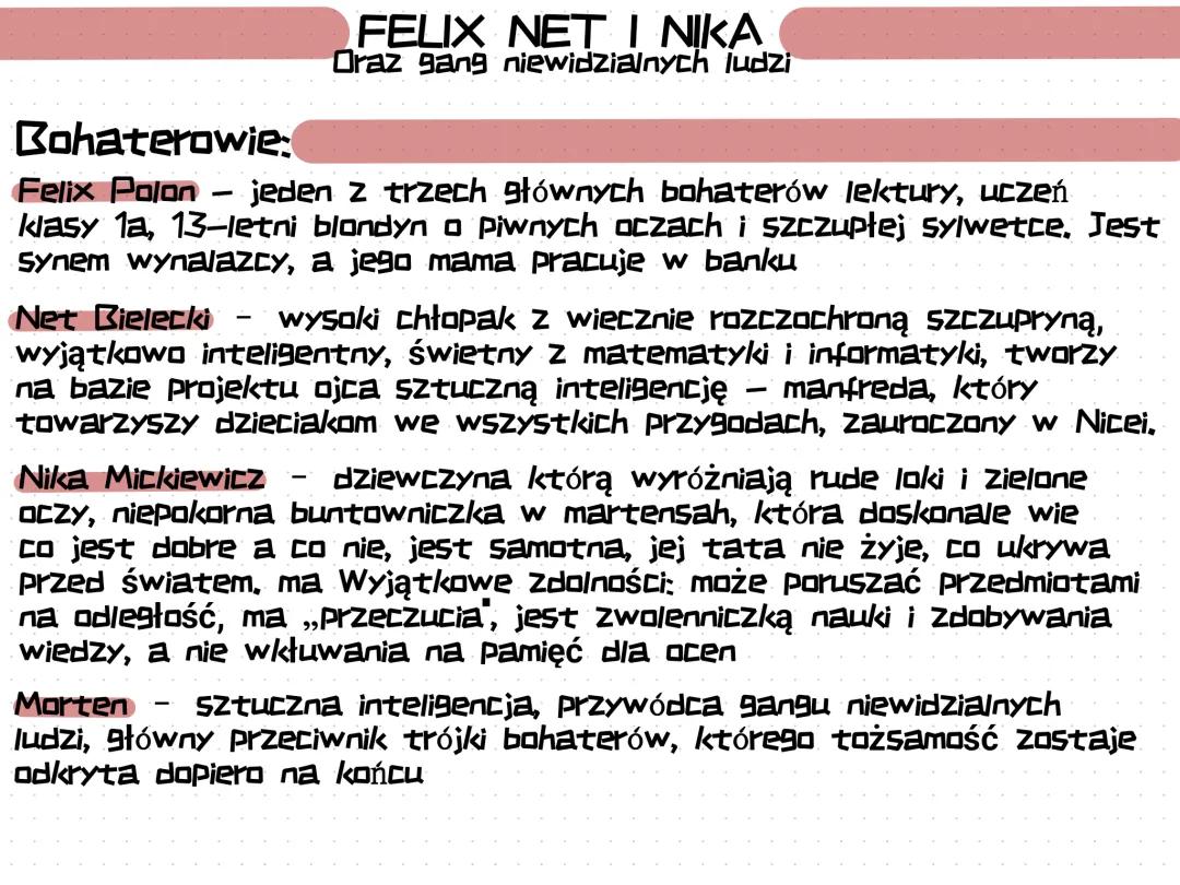 Felix, Net i Nika - Streszczenie Szczegółowe i Krótkie, Test, Film i Quiz - Lektura Klasa 6